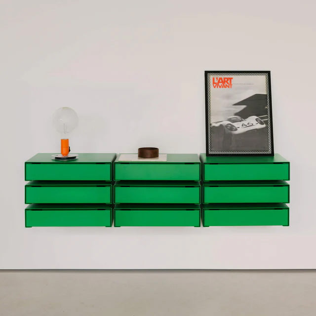 Util KGT Wall Mounted Drawer 3 - Vertical Pure Green