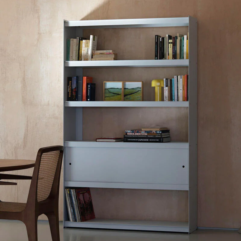 Util Plie Bookshelf 2 Doors Brushed Aluminium