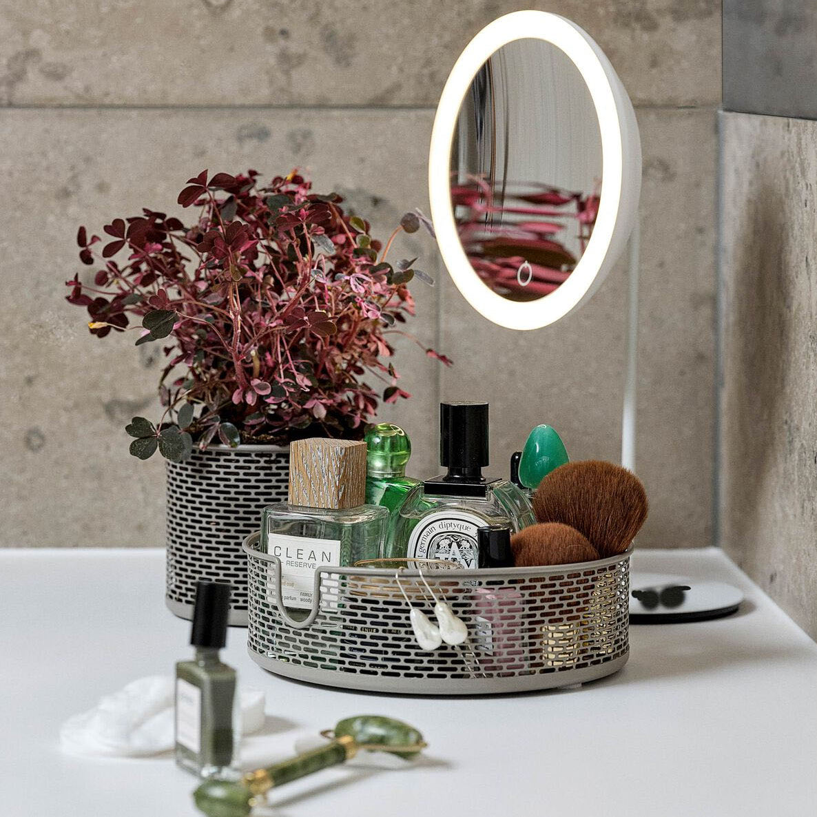 Zone Table Mirror with Magnification and Light - White