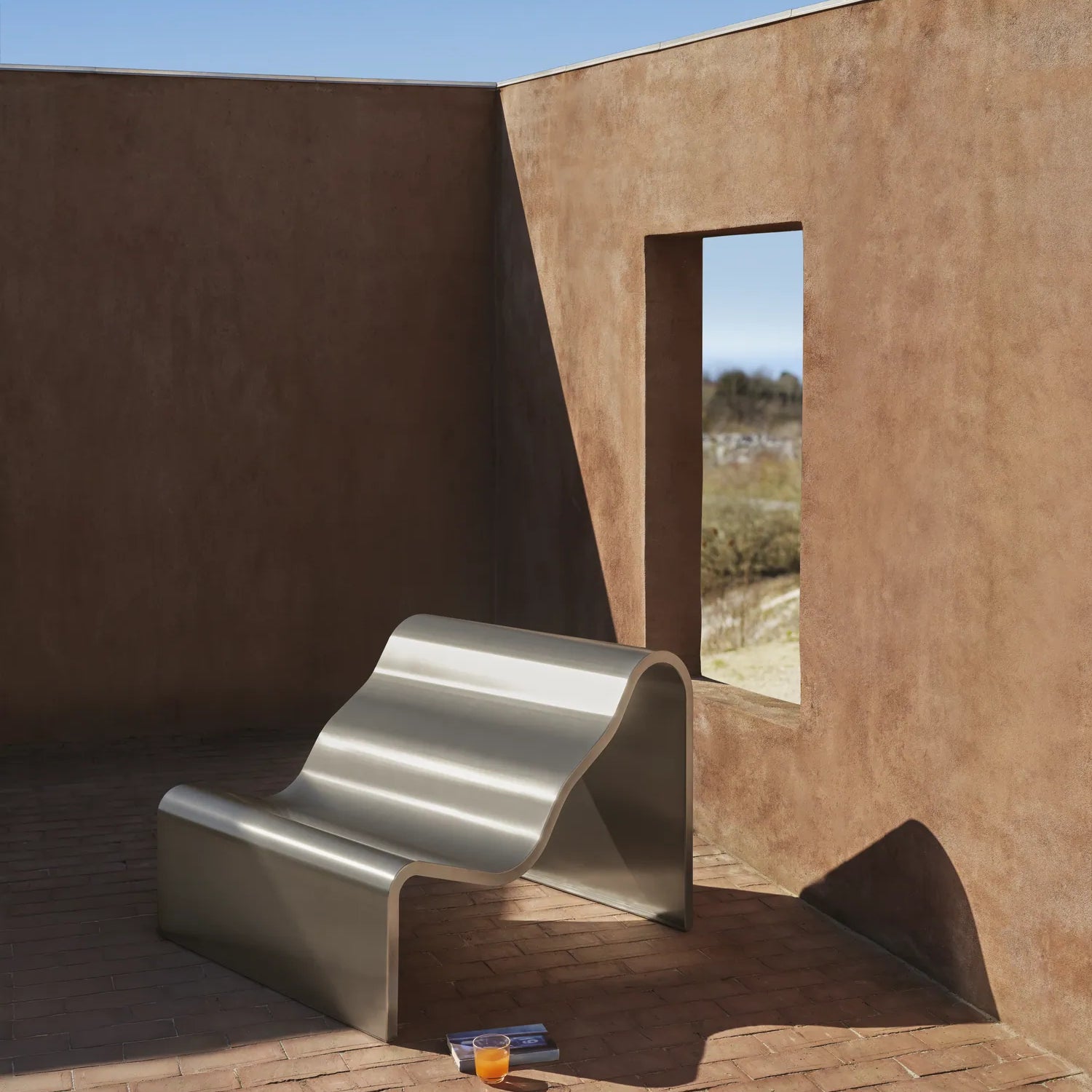 Muuto Dream View Bench Brushed Stainless Steel