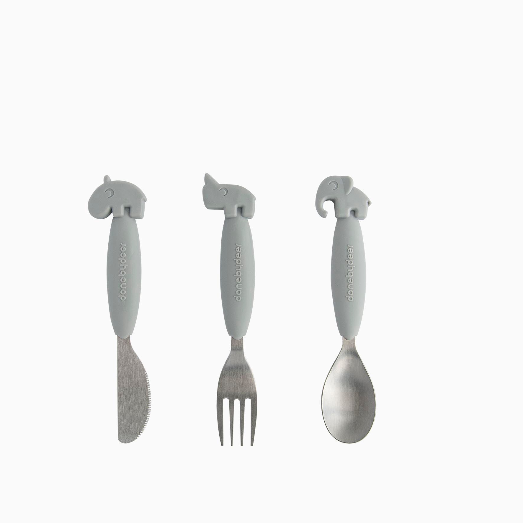 Done by Deer Yummy Plus Easy Grip Cutlery Grey