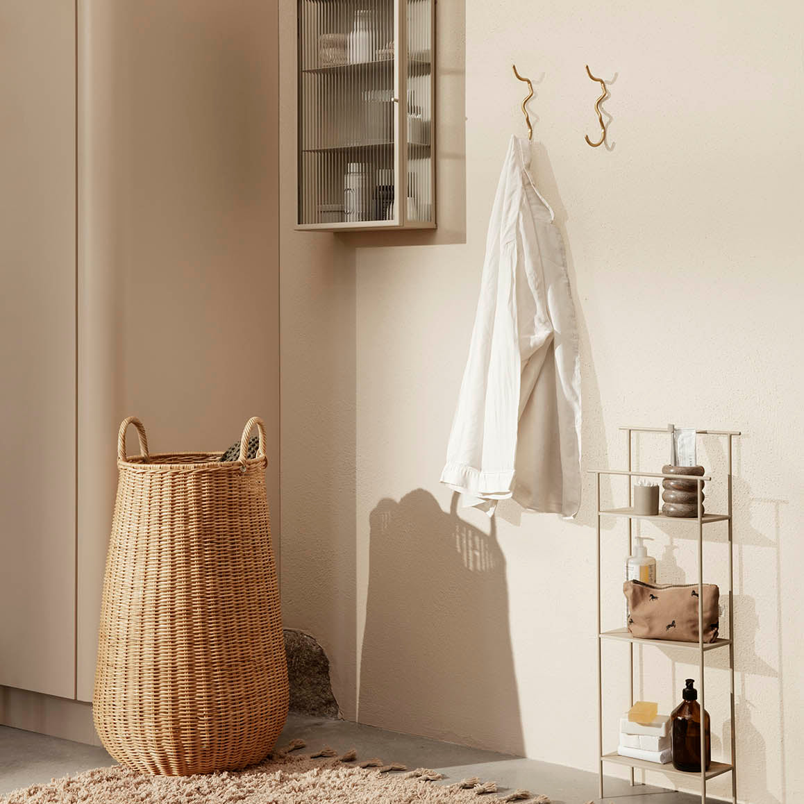 Ferm Living Haze Wall Cabinet Reeded Glass Cashmere