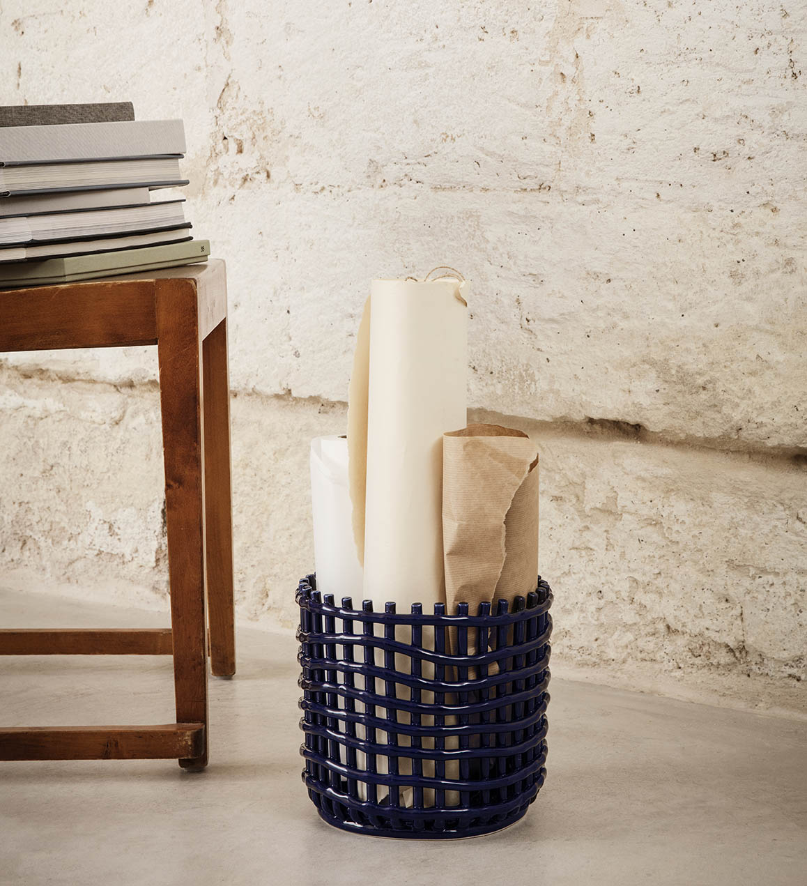 Ferm Living Ceramic Basket Large Blue