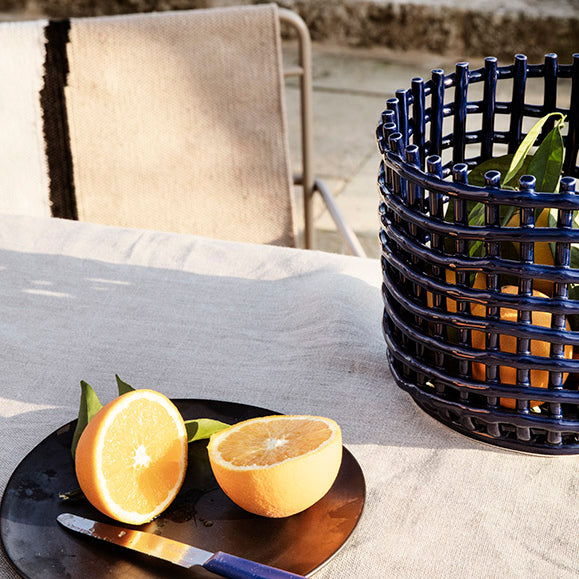 Ferm Living Ceramic Basket Large Blue