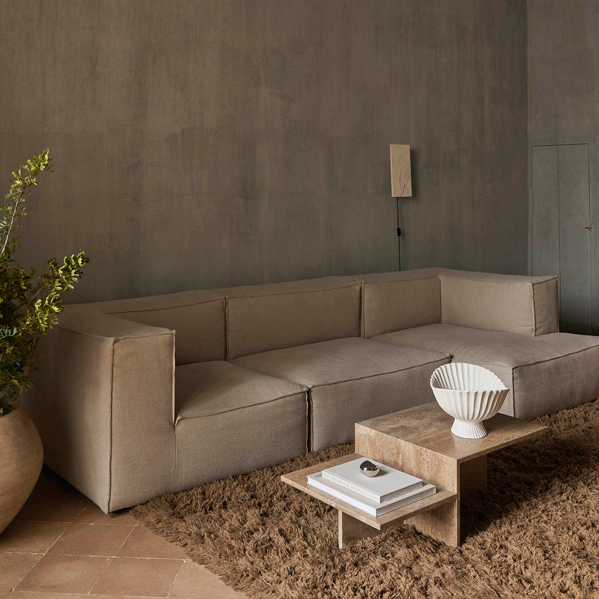 Ferm Living Distinct Coffee Table Dark Travertine
