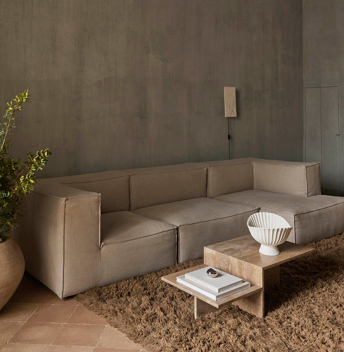 Ferm Living Distinct Coffee Table Dark Travertine