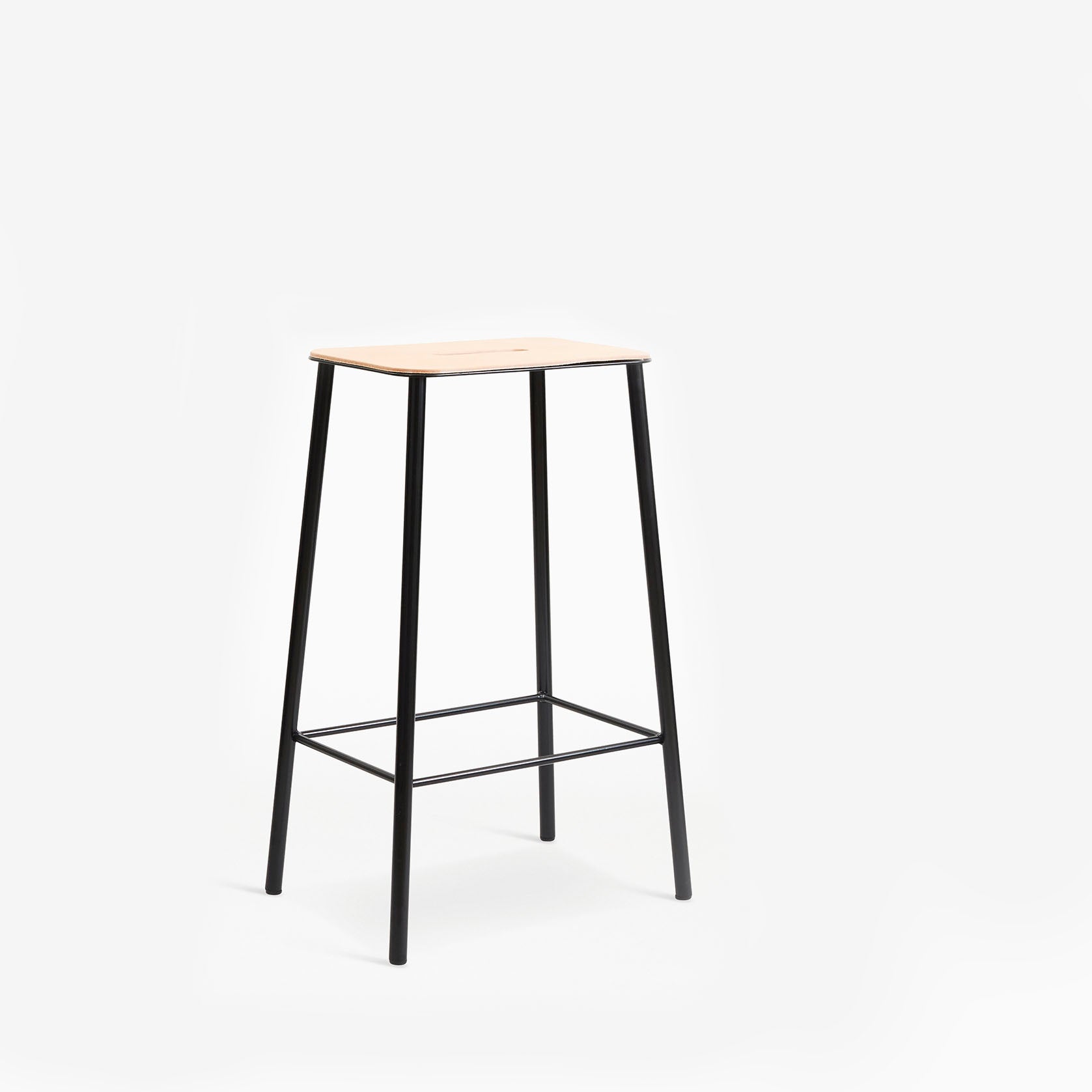 Frama Adam Stool 65cm Natural Leather Black