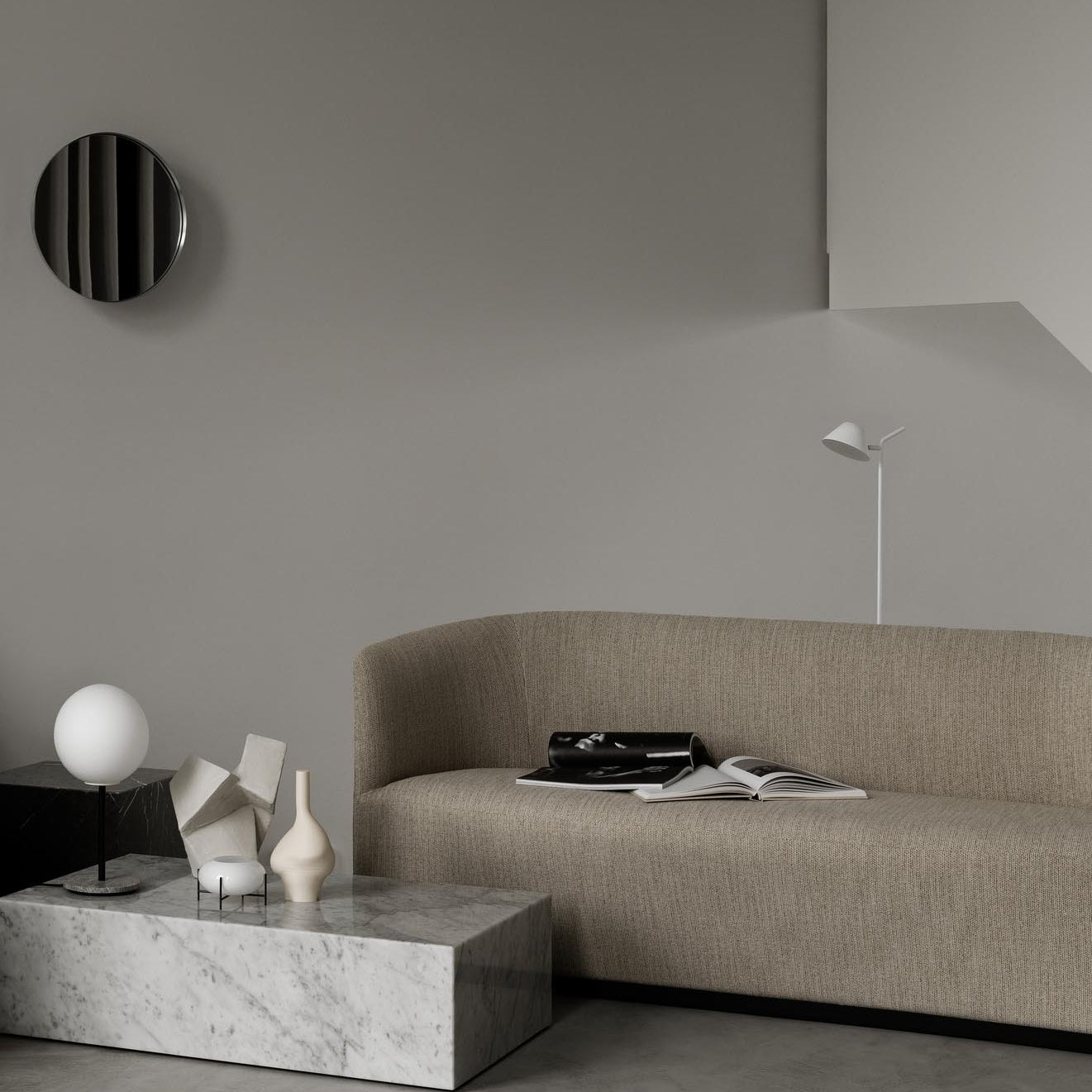 Menu Plinth Low White Carrara