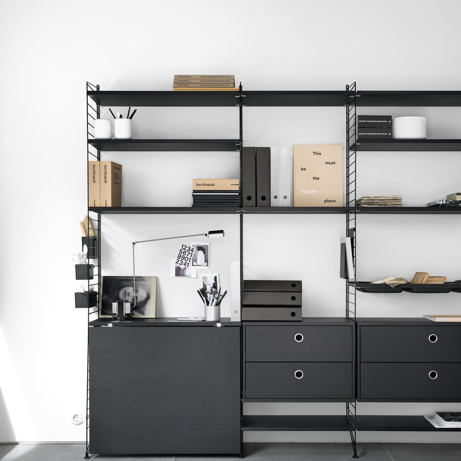 String Chest with 2 Drawers 58cm Black Stained Ash