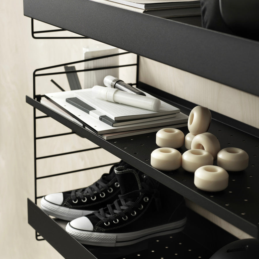 String Metal Shelf High Edge 78cm Black