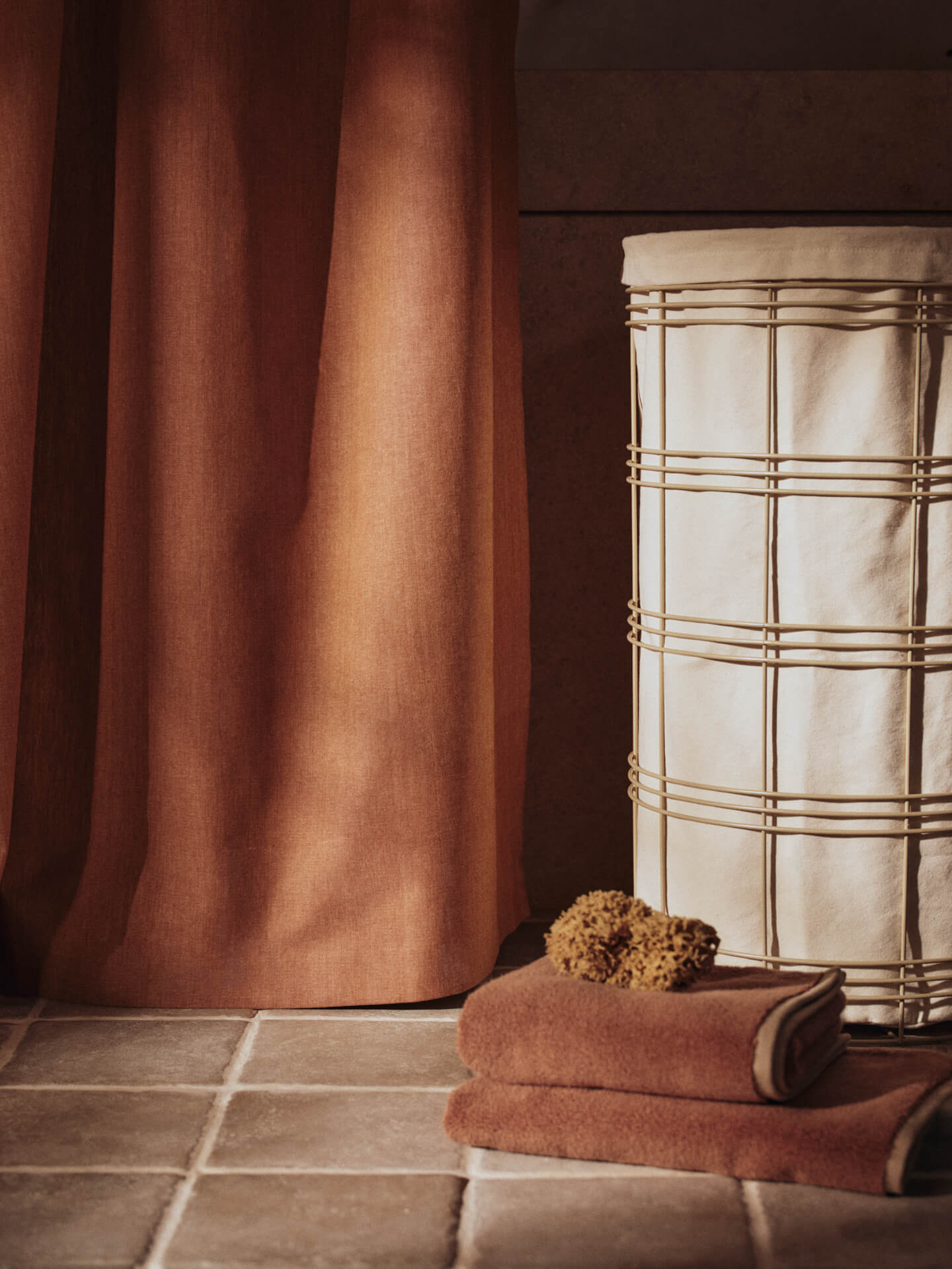 Ferm Living Chambray Shower Curtain Organic Cotton Brown Clay