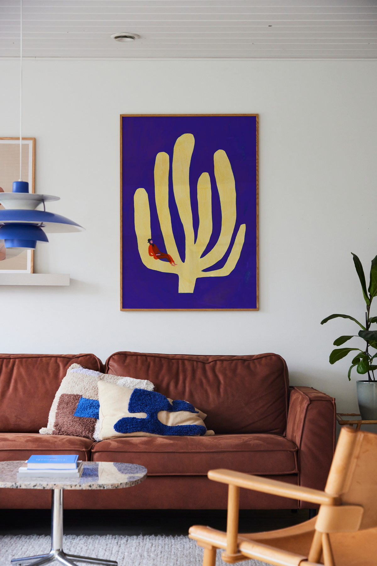 Paper Collective Fond Bleu Art Print by Anne Laval