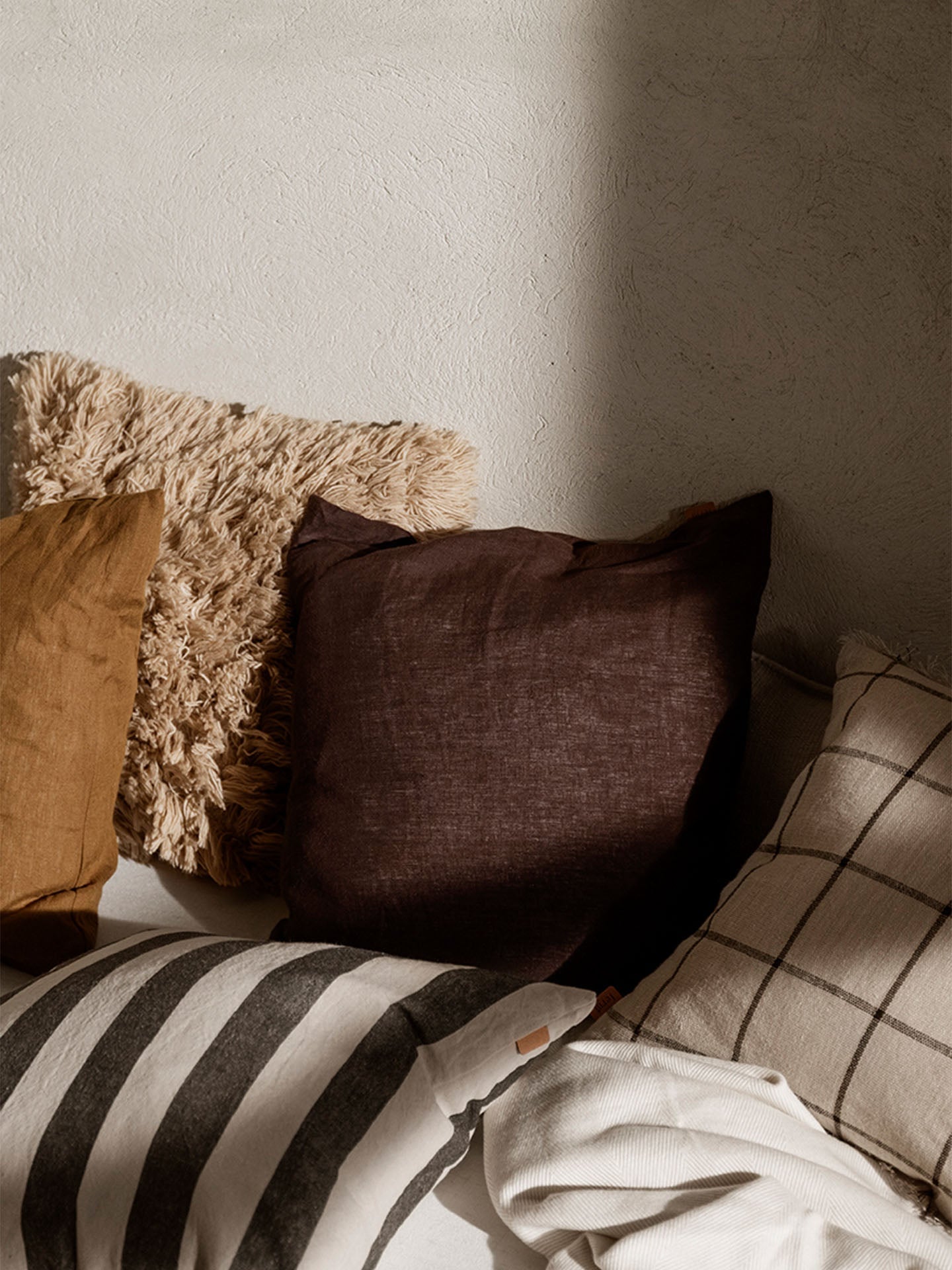 Ferm Living Grand Cushion Linen Cotton Sand Black