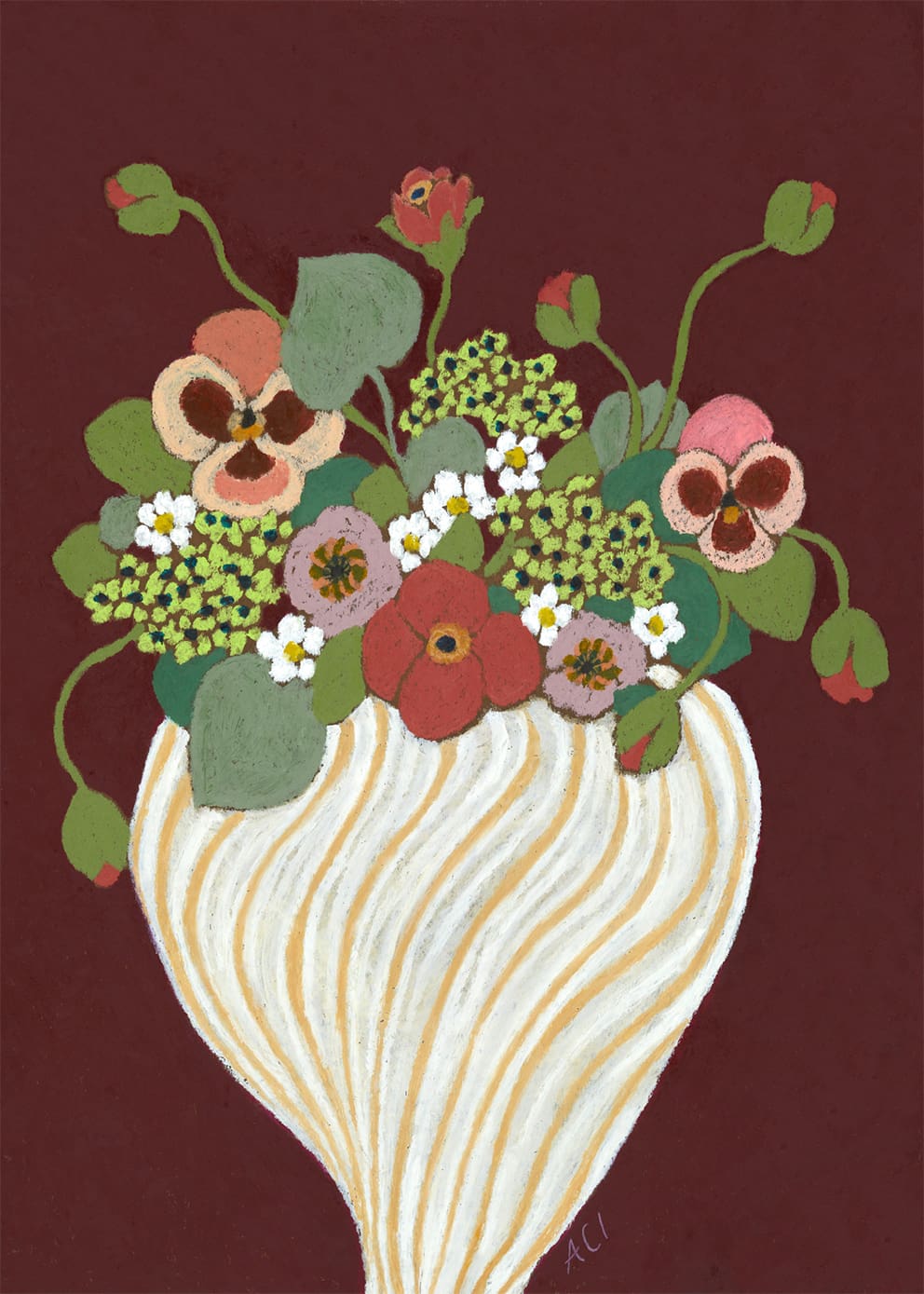 Anine Cecilie Iversen Maroon Botanic Art Print