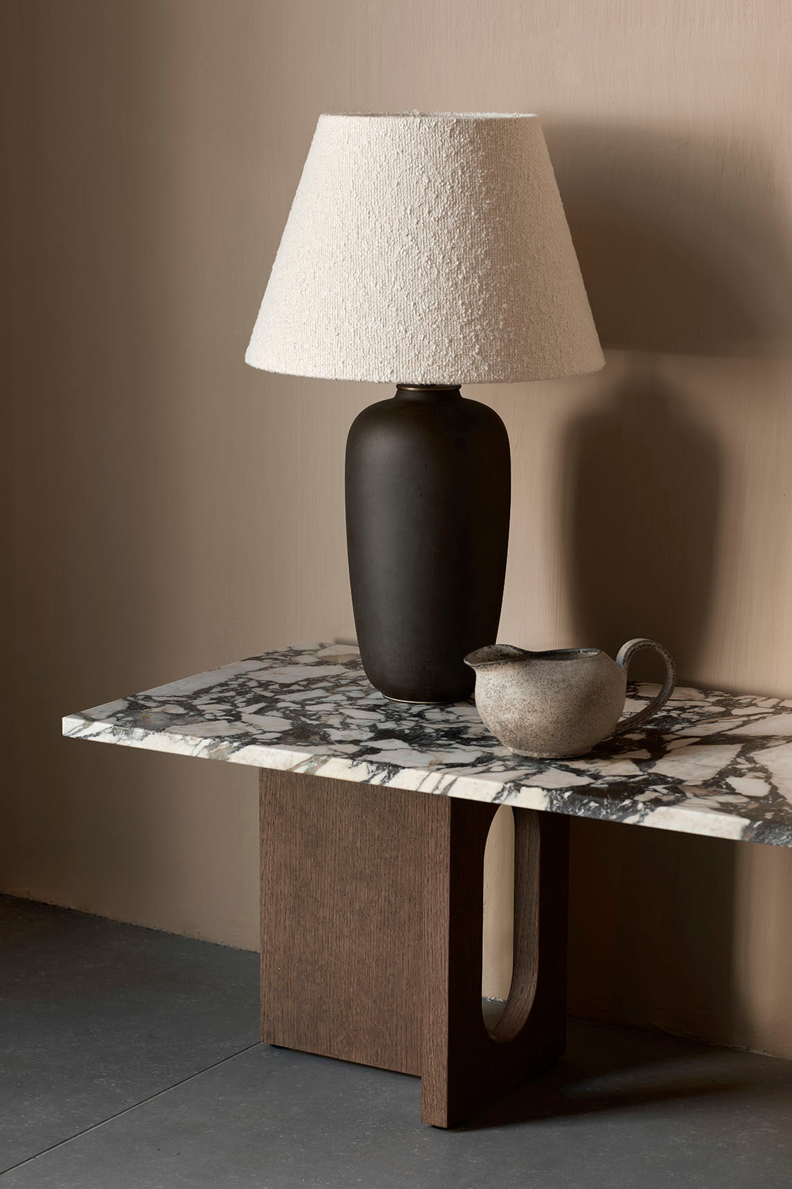 Audo Androgyne Lounge Table Dark Stained Oak Calacatta Marble