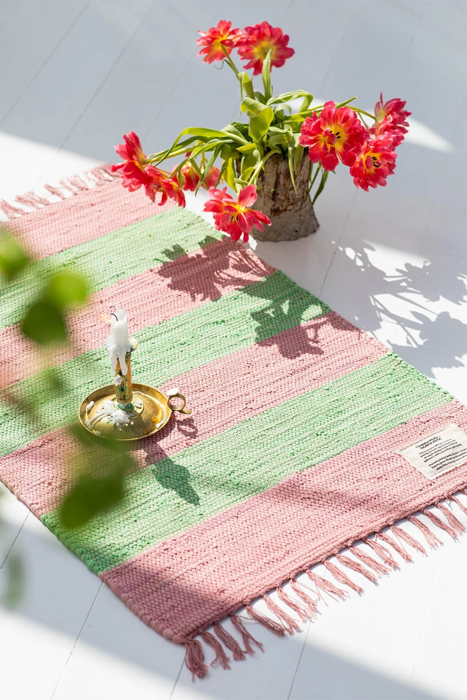 Bongusta Chindi Rug Bubblegum and Bright Green