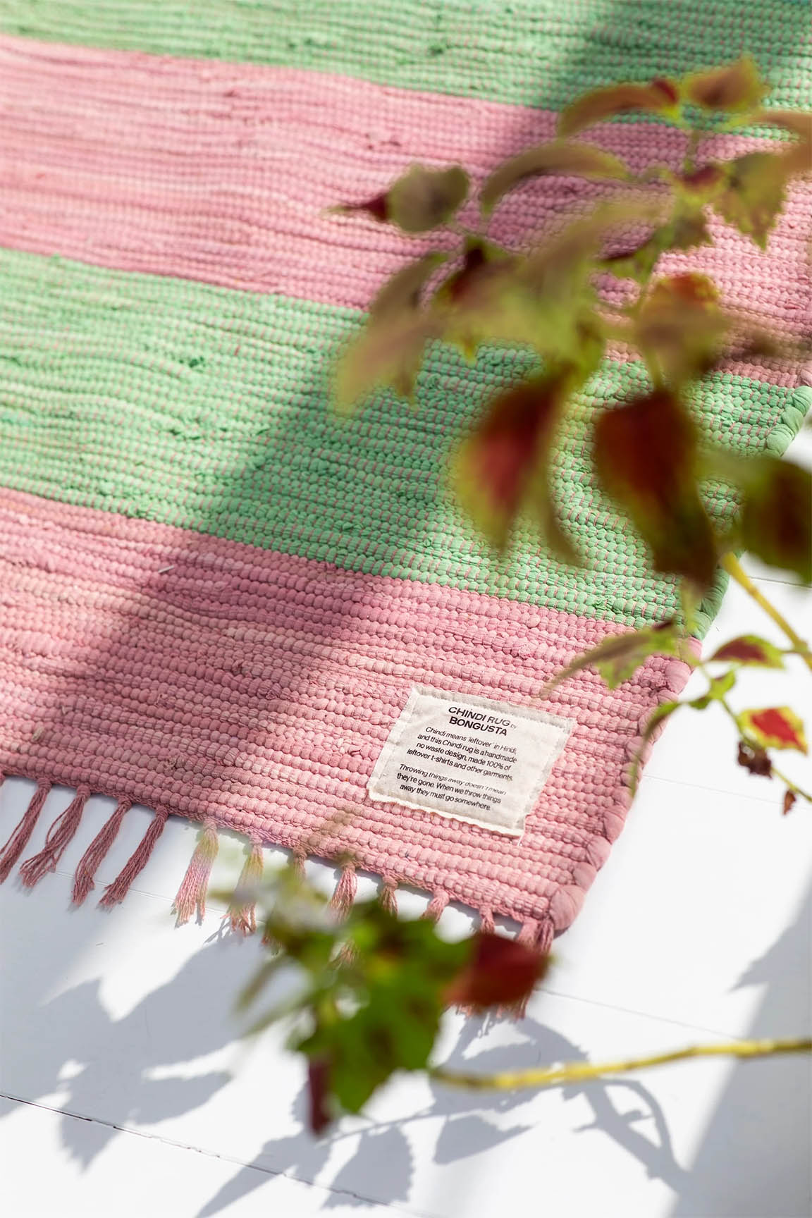 Bongusta Chindi Rug Bubblegum and Bright Green