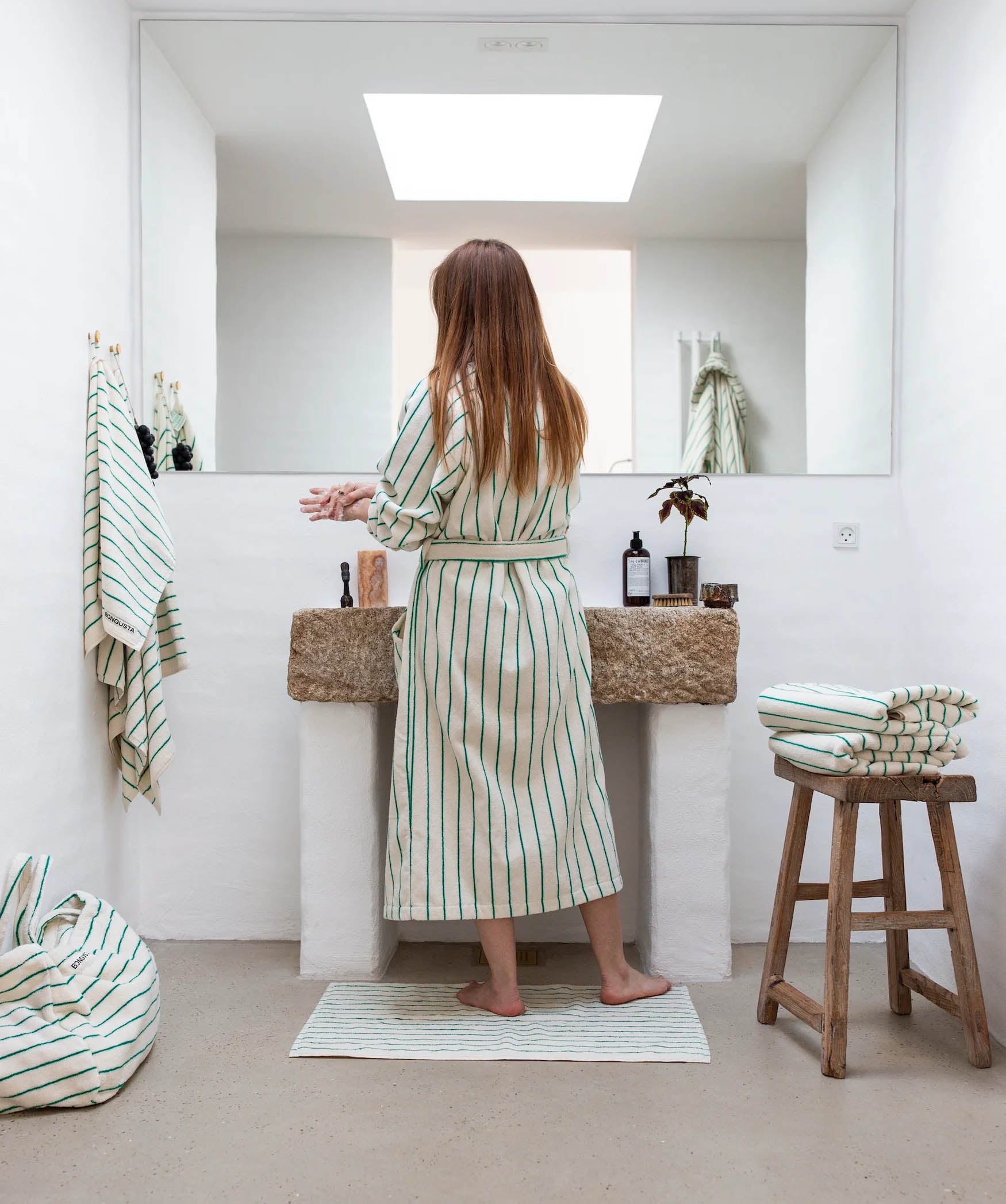 Bongusta Naram Bath Mat - Pure White & Grass