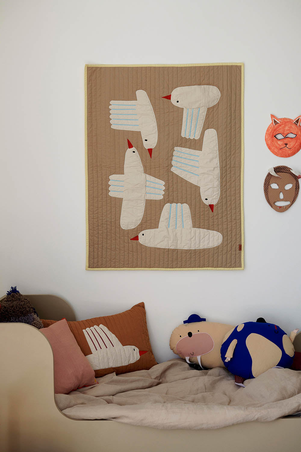 Ferm Living Bird Quilted Blanket - Sand