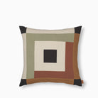 Ferm Living Border Patchwork Cushion - Dark Sage/Brown