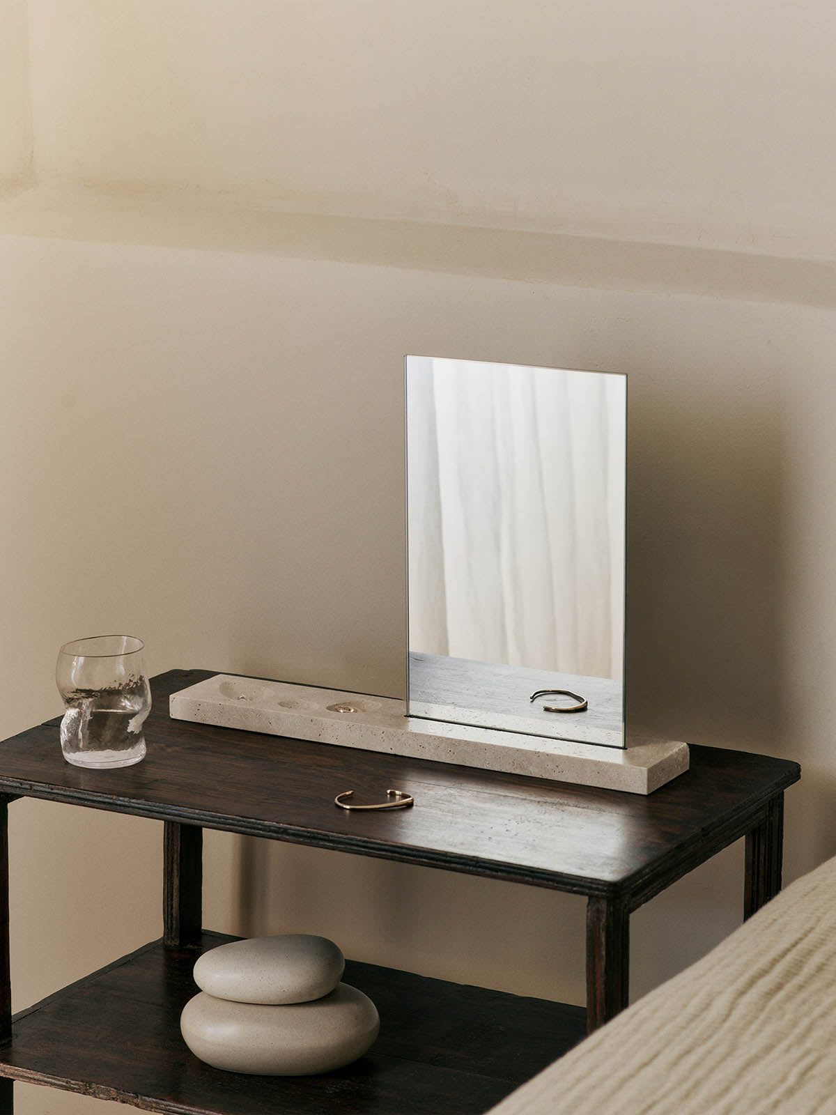 Ferm Living Caseta Table Mirror - Travertine