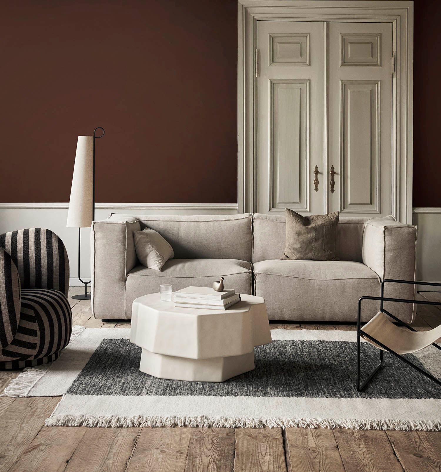 Ferm Living Darn Cushion Dark Taupe