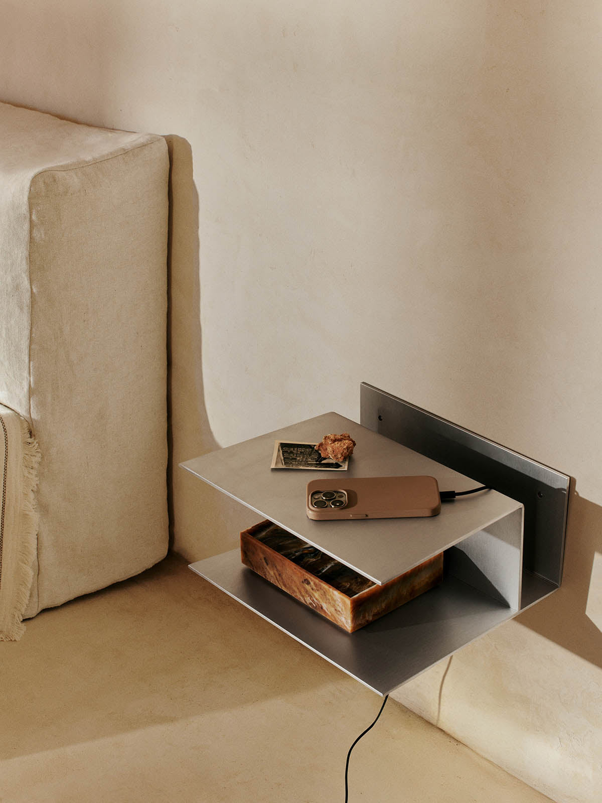 Ferm Living Lager Bedside Table Aluminium