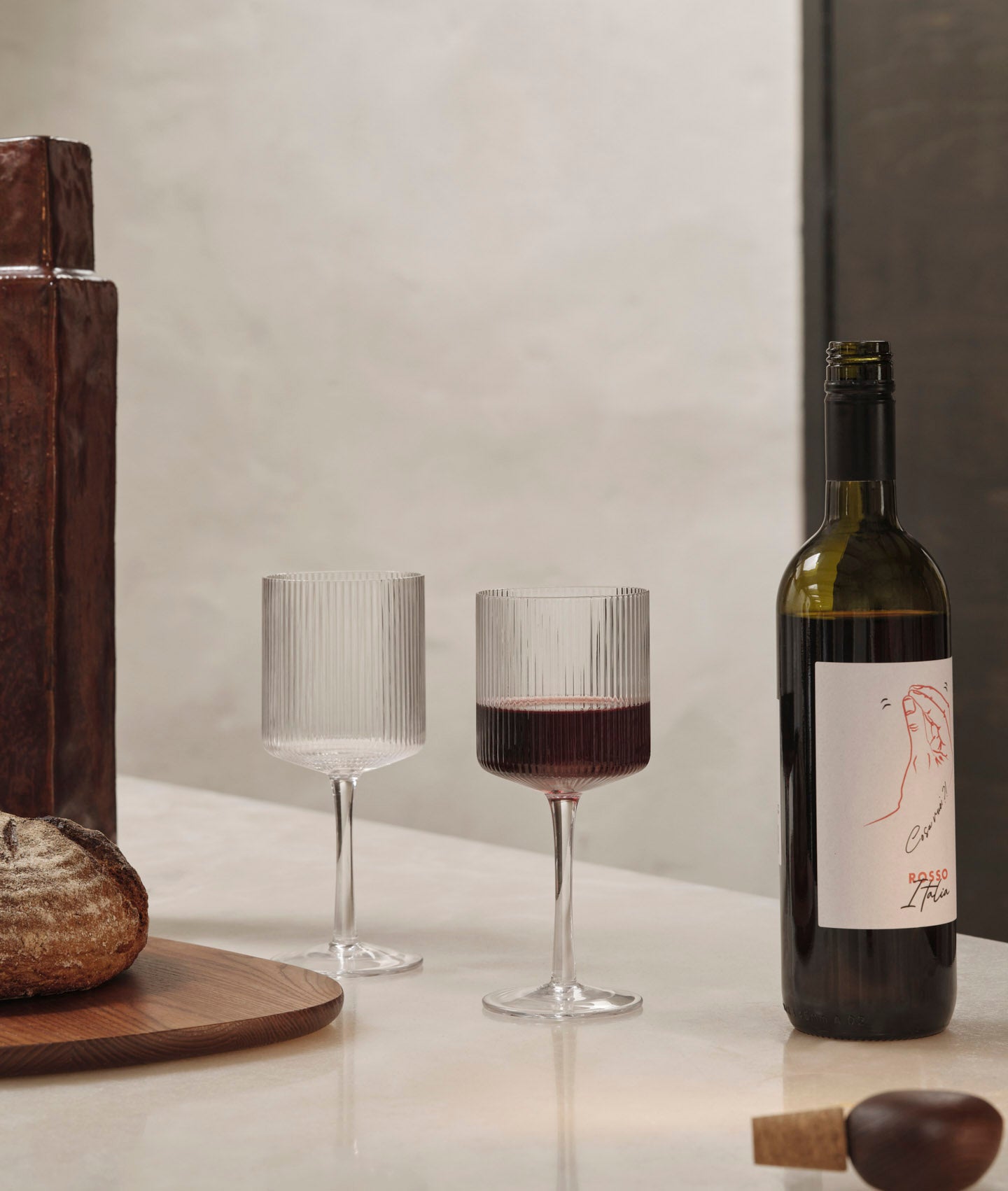 Ferm Living Ripple Red Wine Glasses Clear (Set of 2)