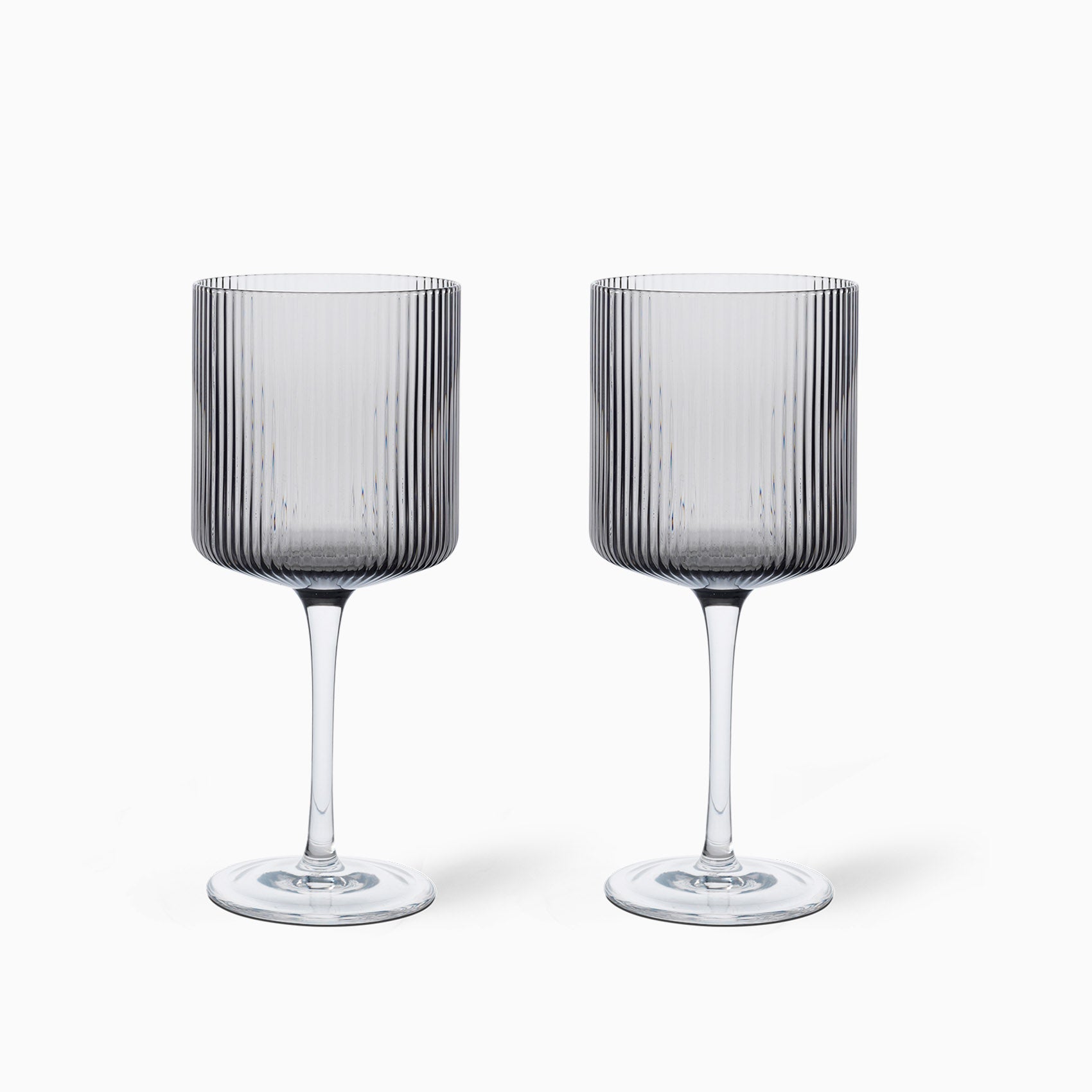 Ferm Living Ripple Red Wine Glasses Smoked Grey