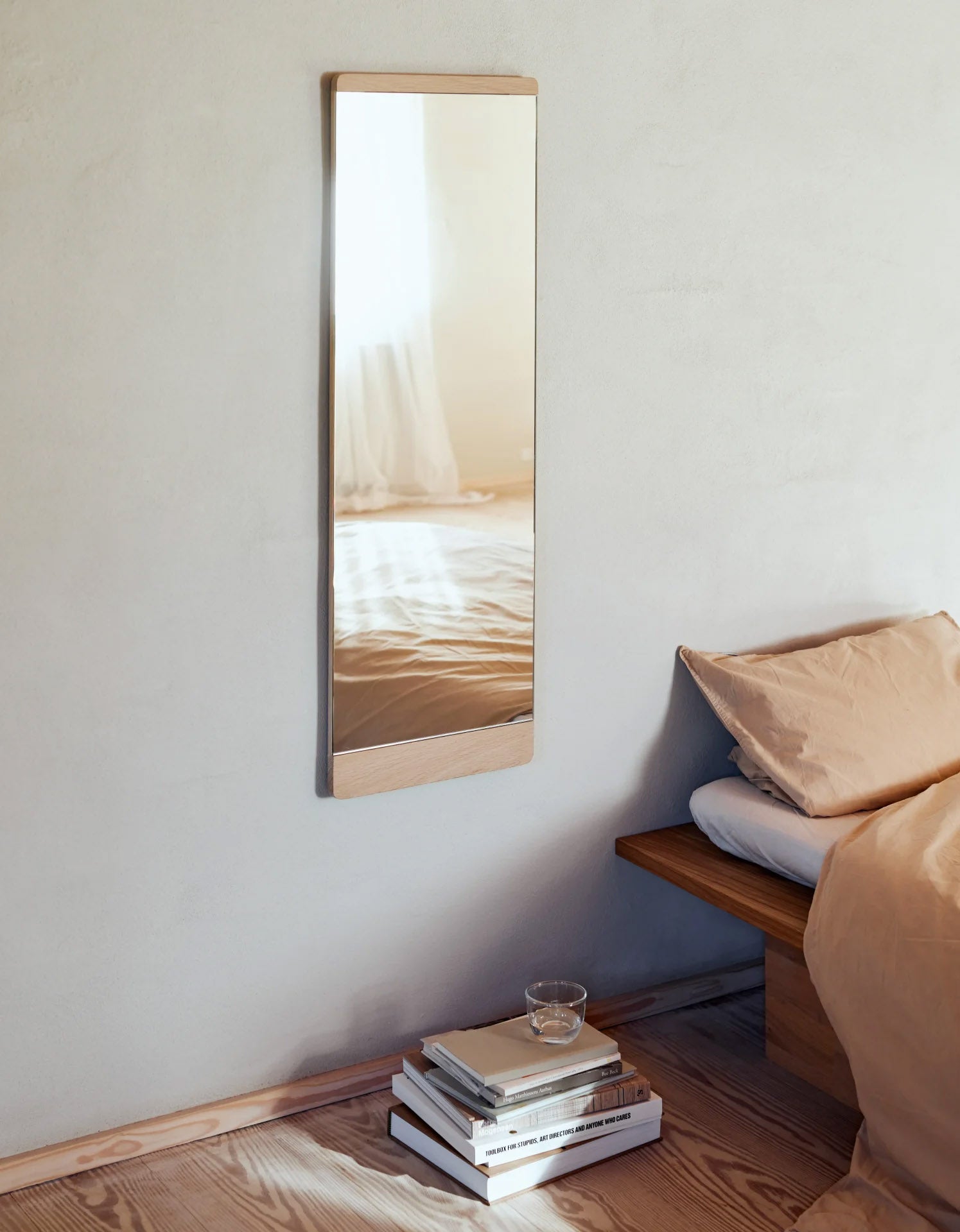 Form & Refine Rim Wall Mirror - 35x110cm White Oiled Oak