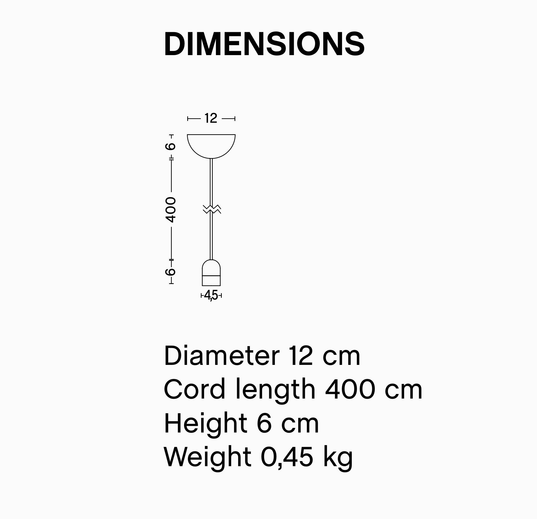 HAY Common Pendant Cord Set Dimensions