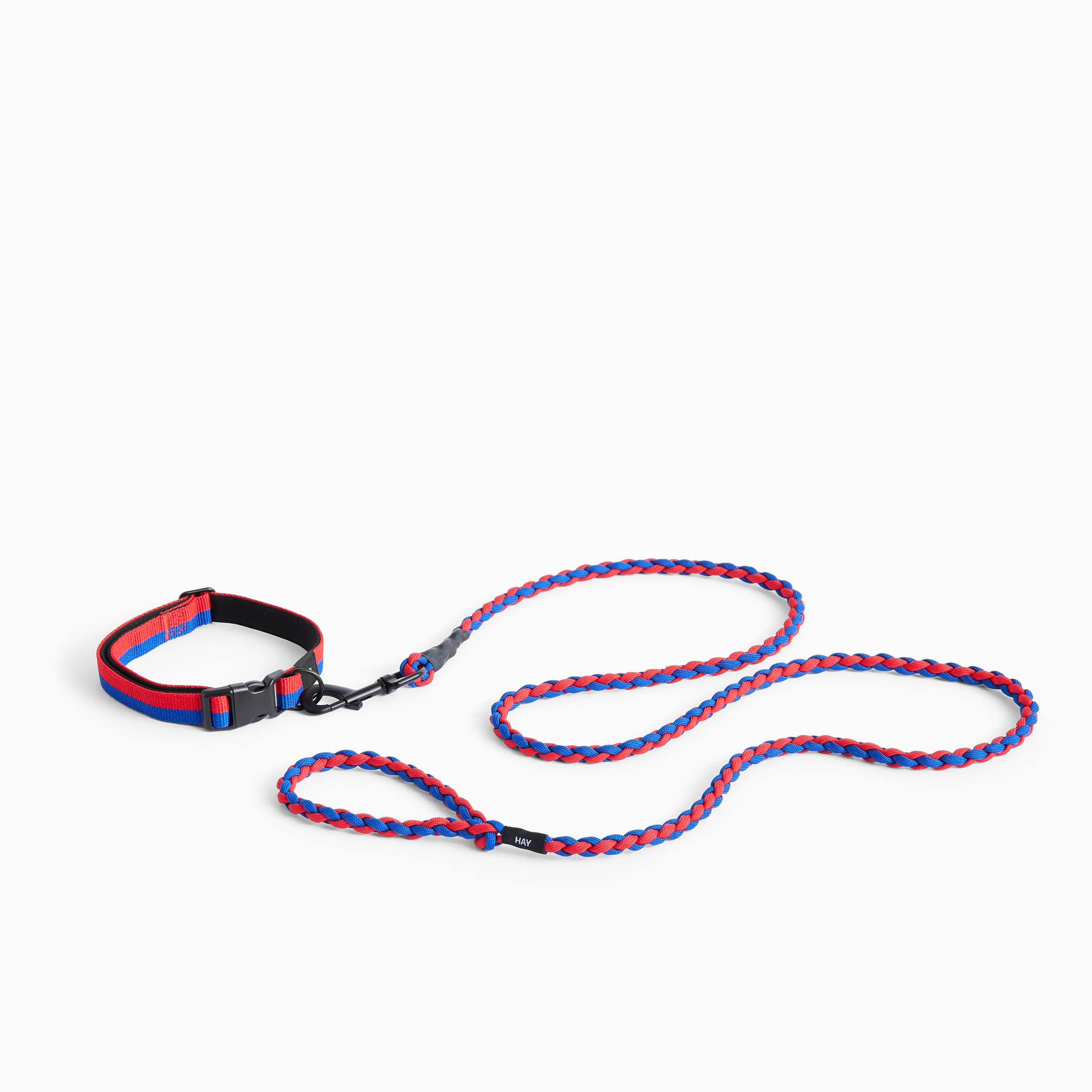 HAY Dog Leash Braided Red Blue with Collar