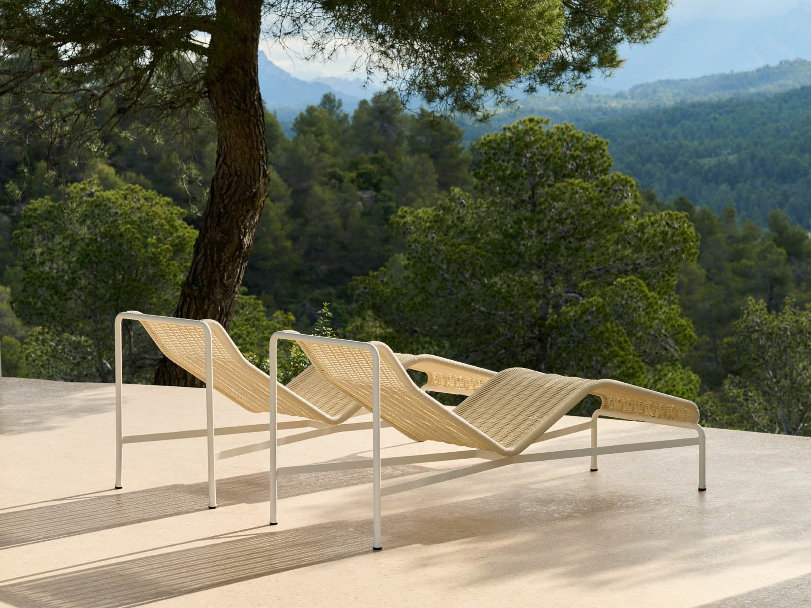 HAY Palissade Cord Chaise Longue Cream White