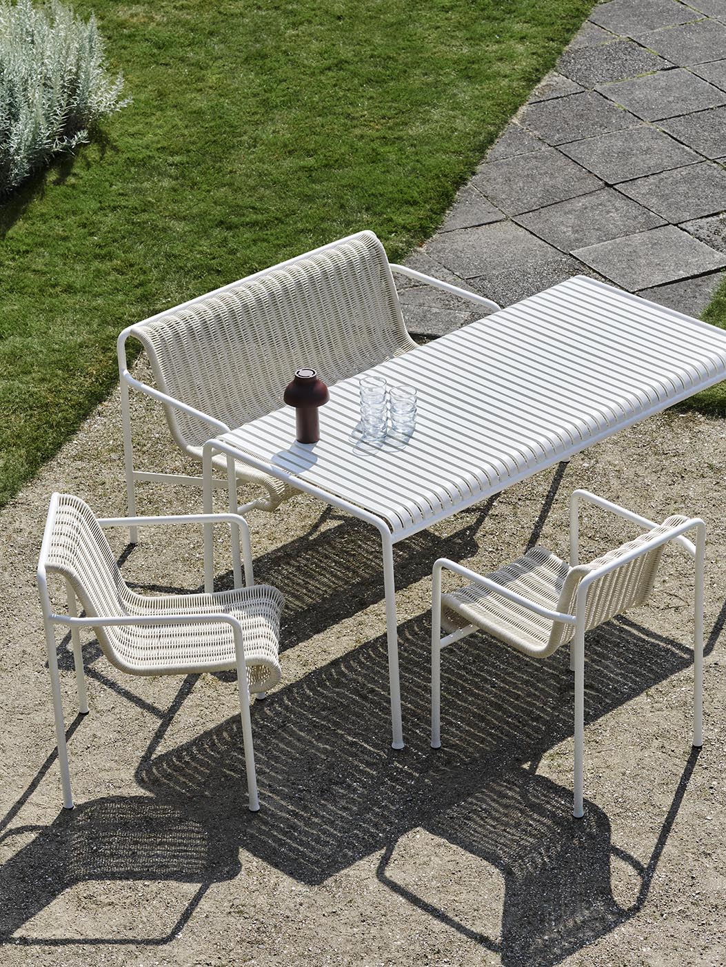 HAY Palissade Cord Dining Bench Cream White