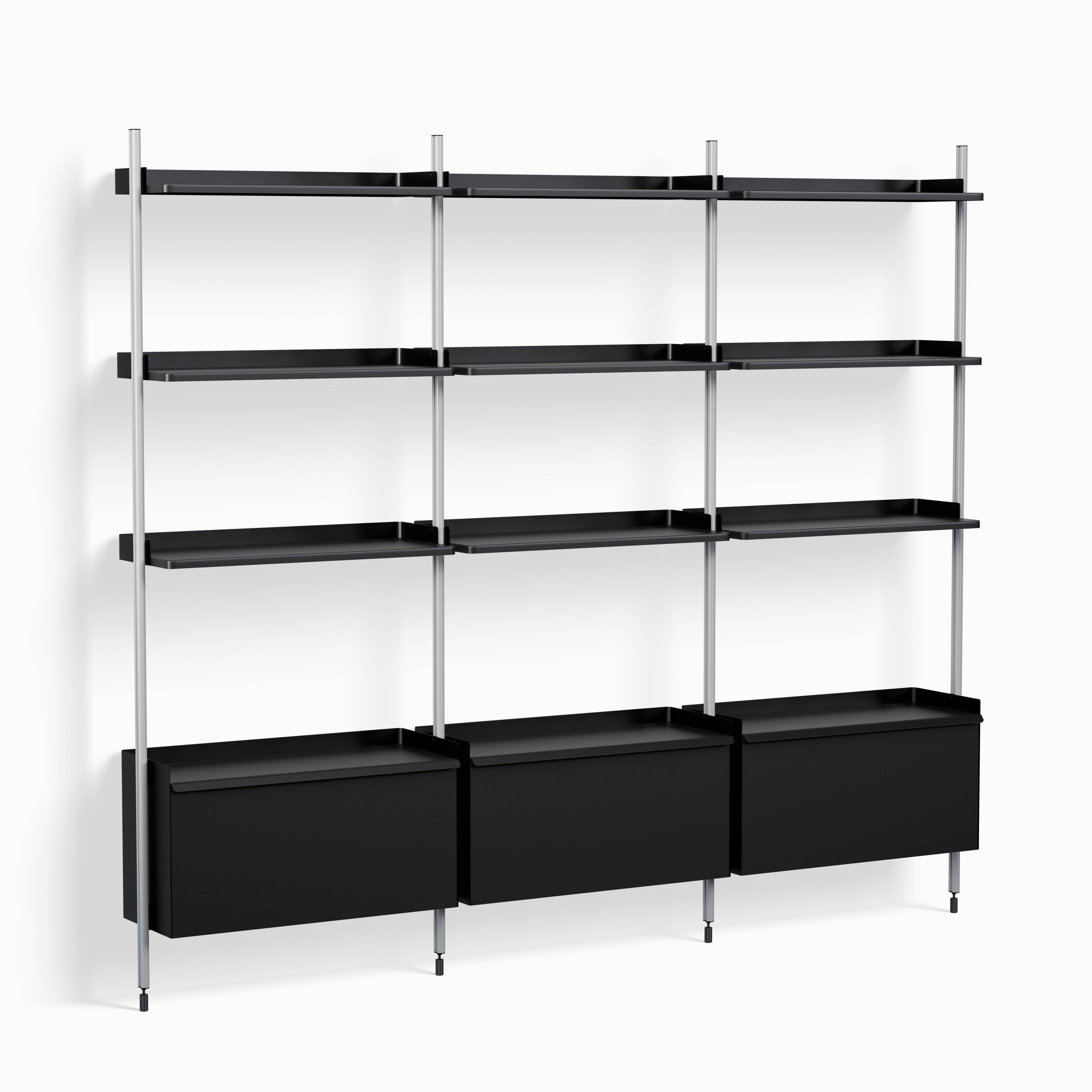 HAY Pier System 133 Black Steel with Clear Aluminum Profile