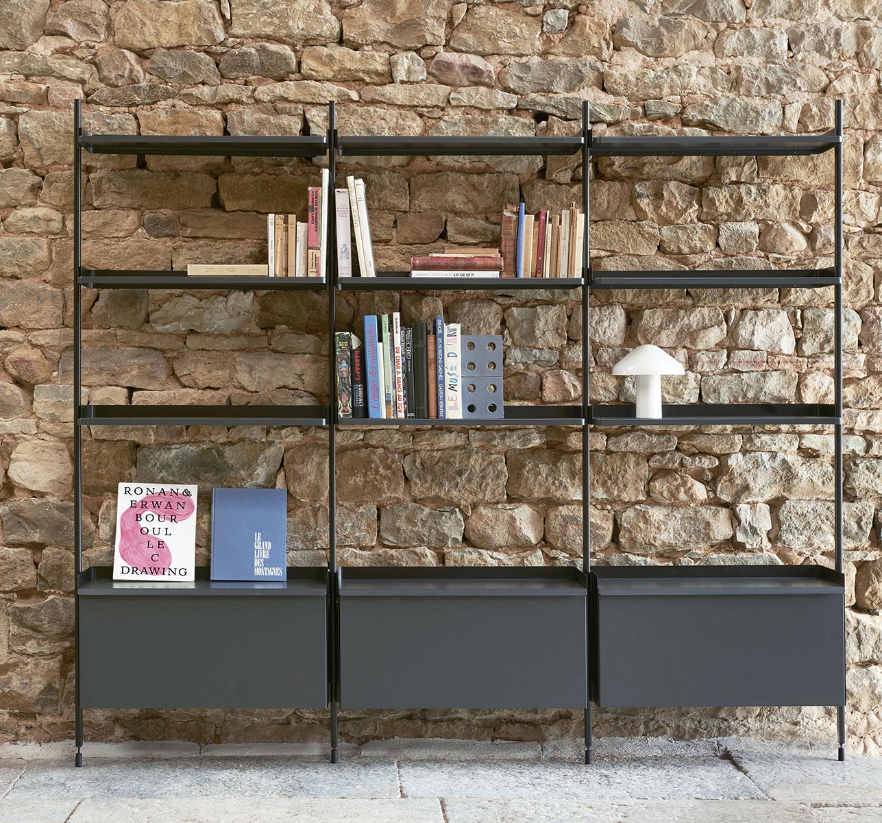 HAY Pier System 133 Black Steel with Black Aluminum Profile