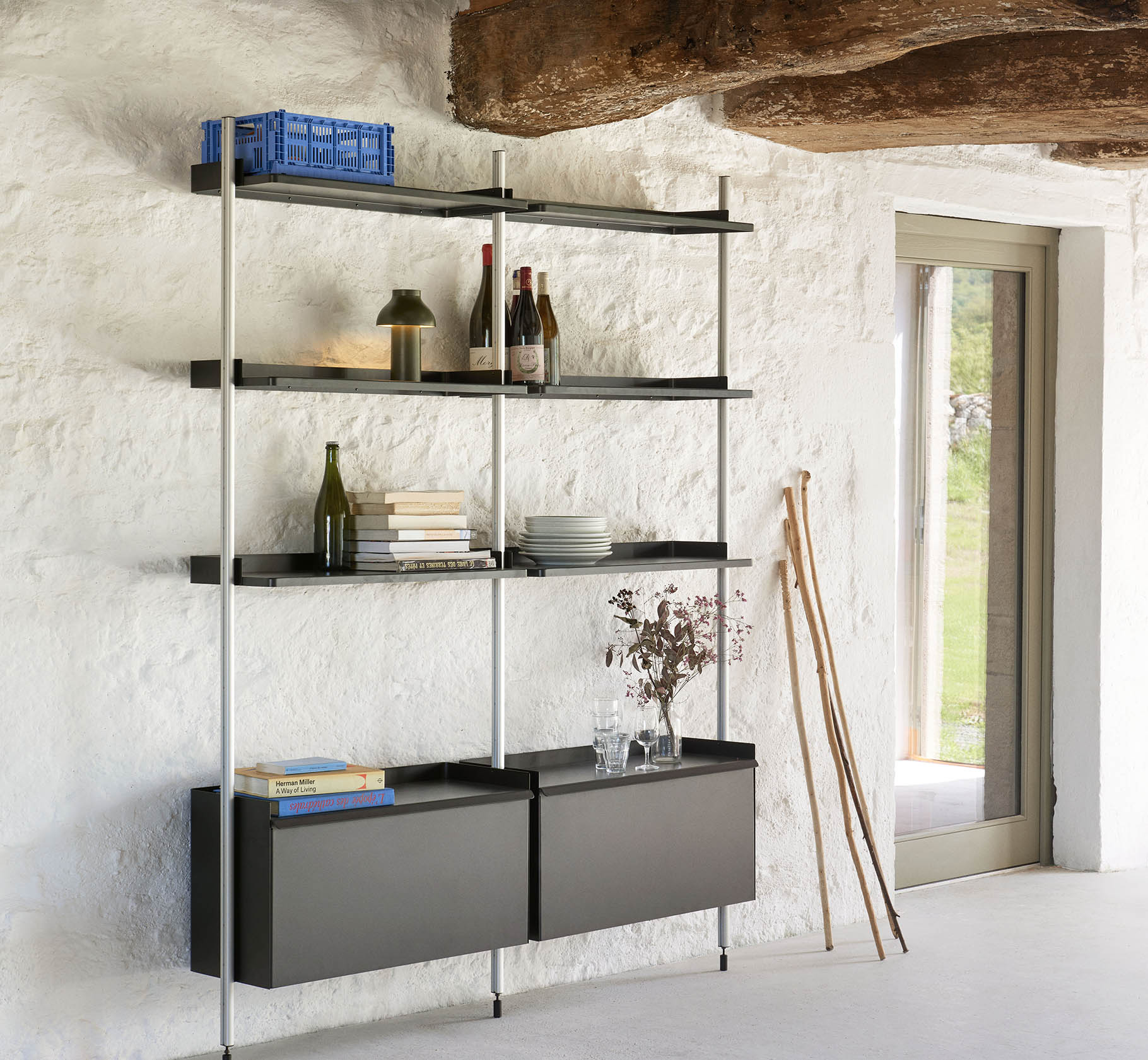 HAY Pier System Black Steel with Clear Aluminum Profile