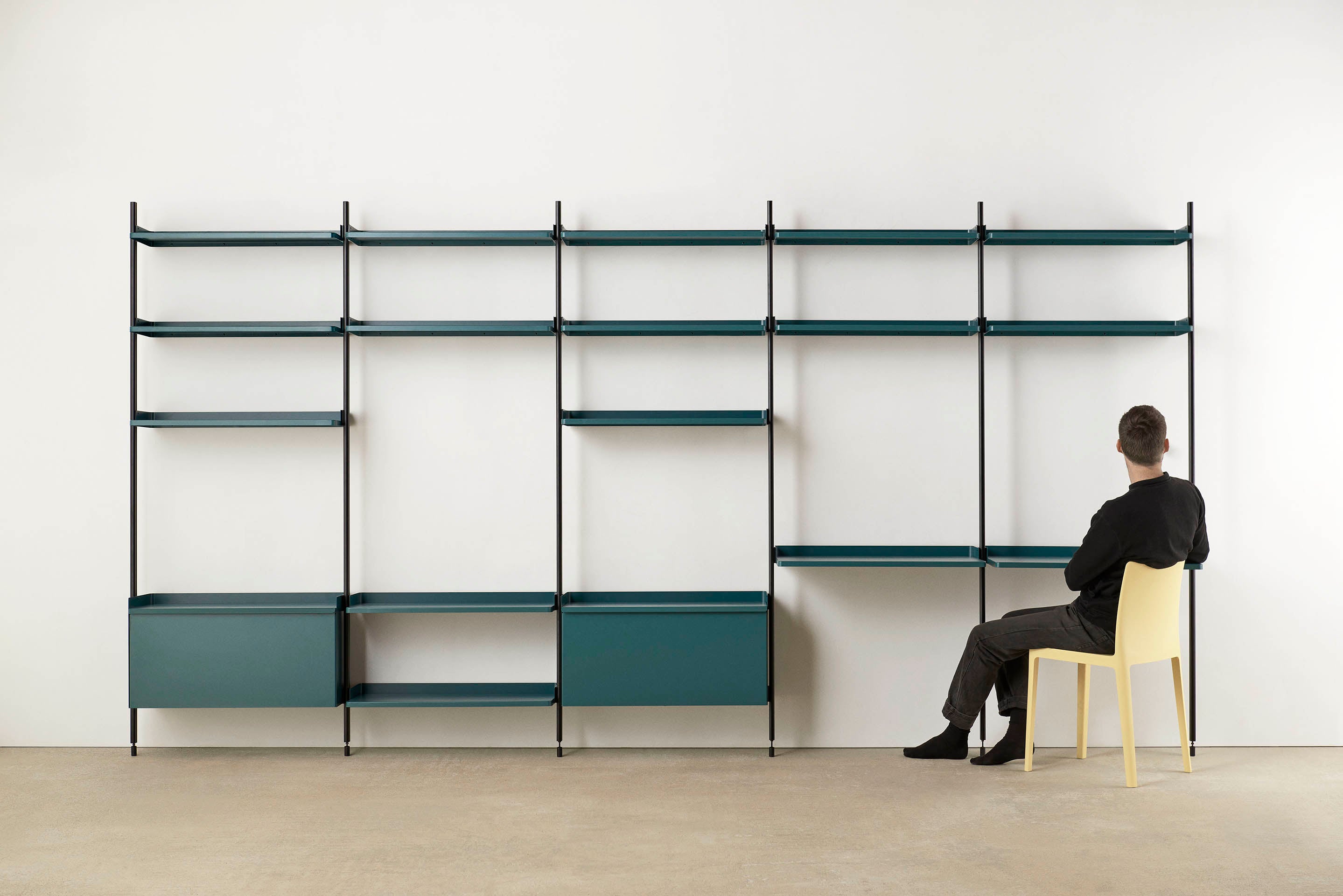 HAY Pier System 133 Blue Steel with Black Aluminum Profile