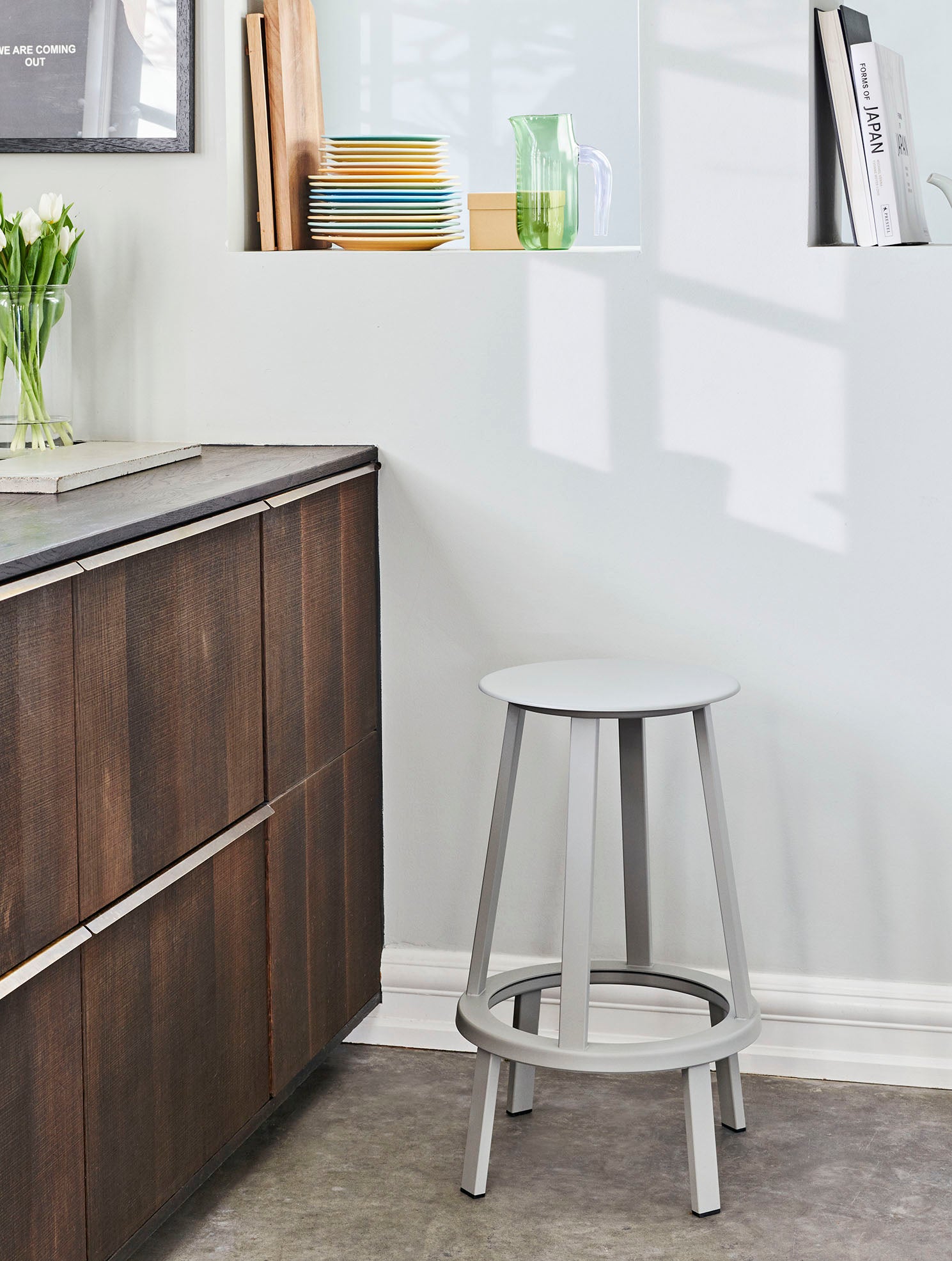 HAY Revolver Bar Stool Low Sky Grey