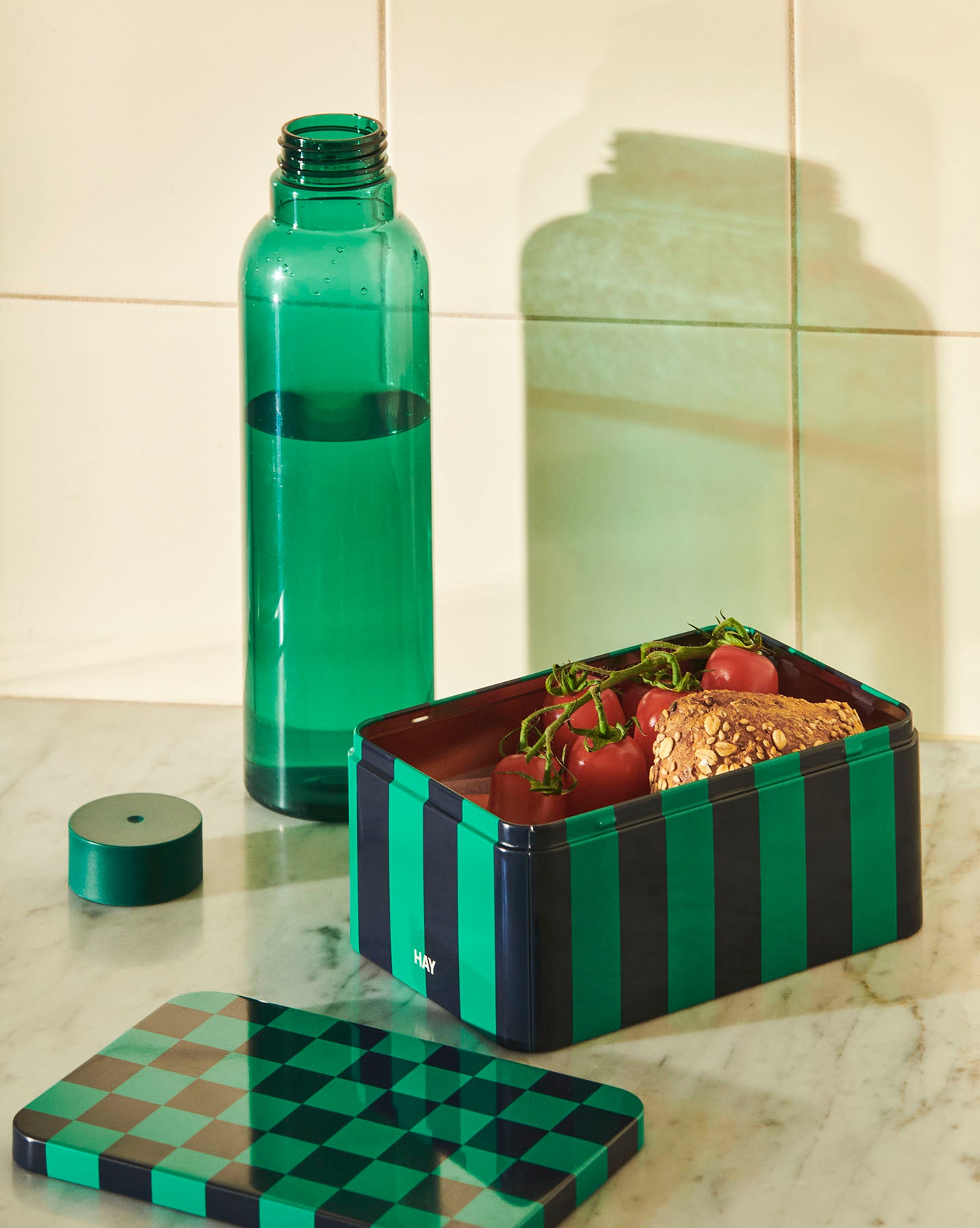 HAY Tin Container Small - Green & Dark Blue