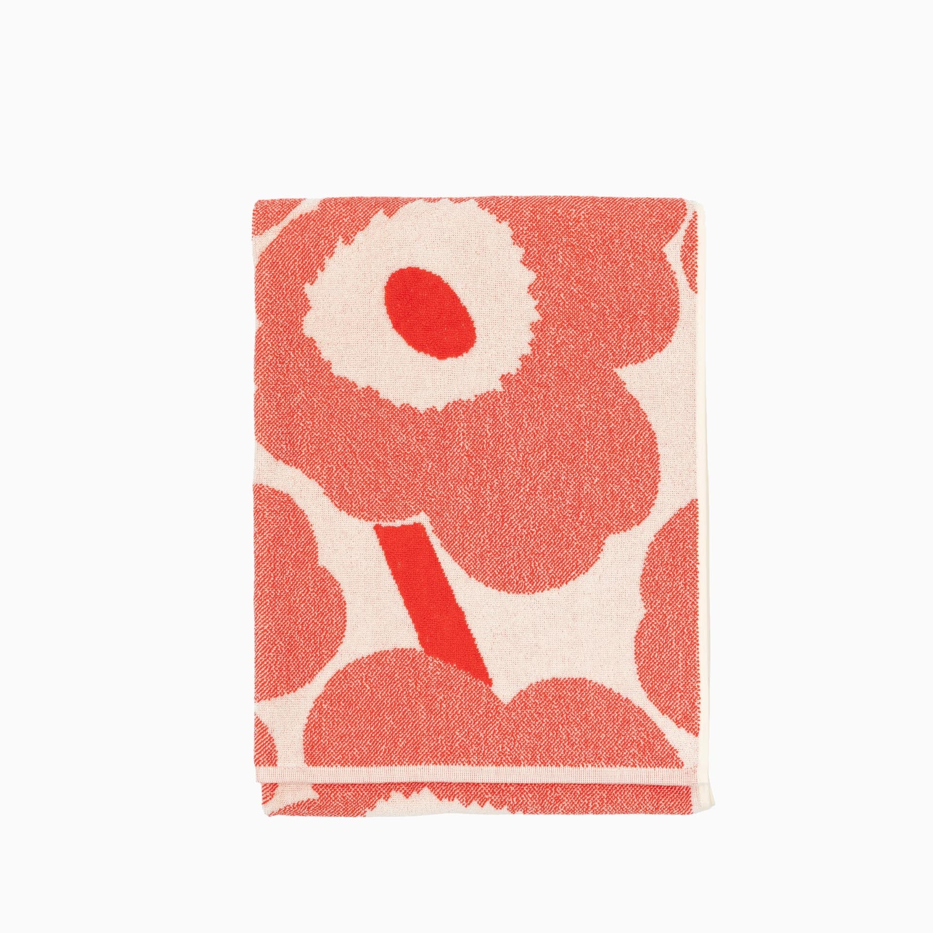 Marimekko Unikko Bath Towel - Off-White/Orange Red