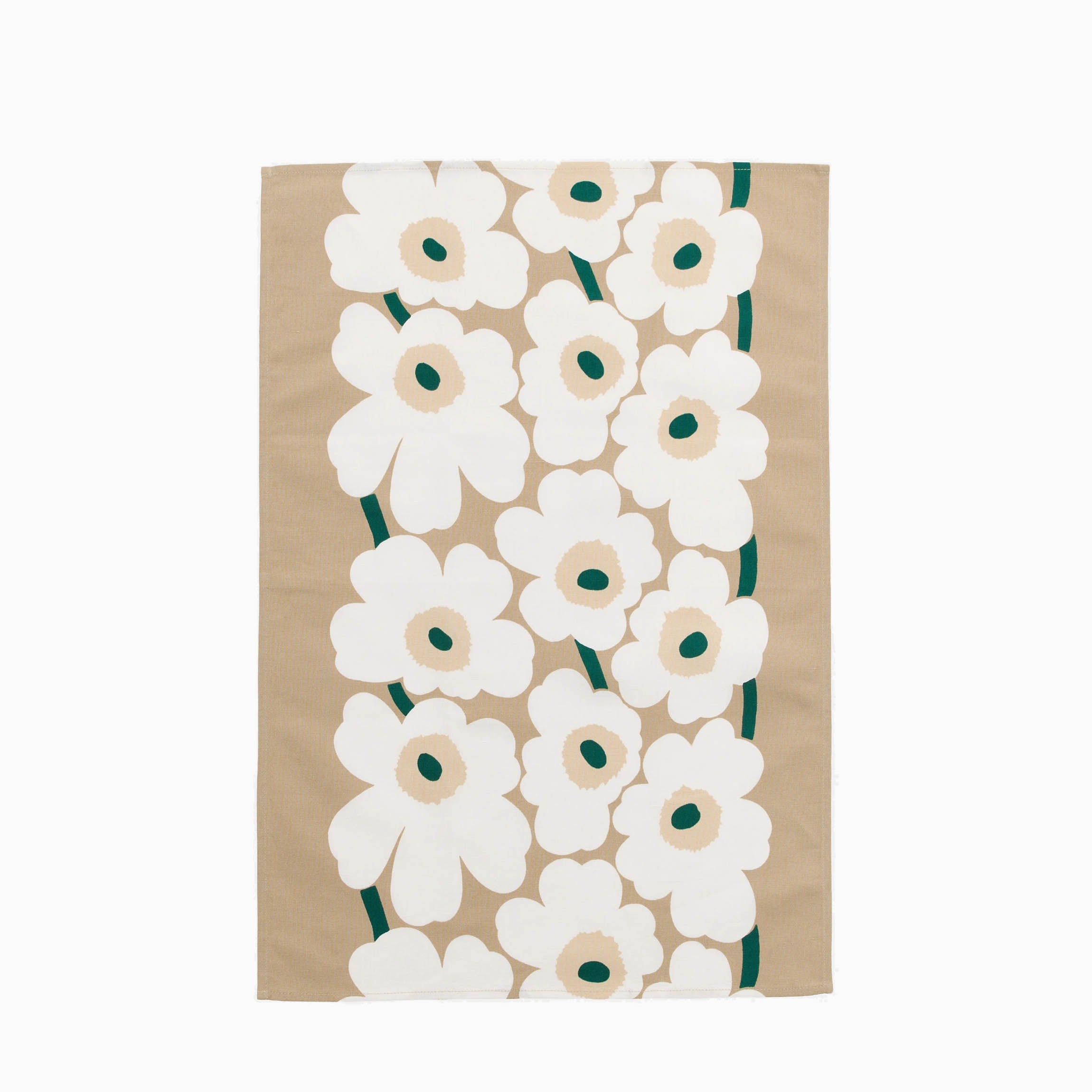 Marimekko Unikko Tea Towel - Sand/Off-White/Hay/Emerald