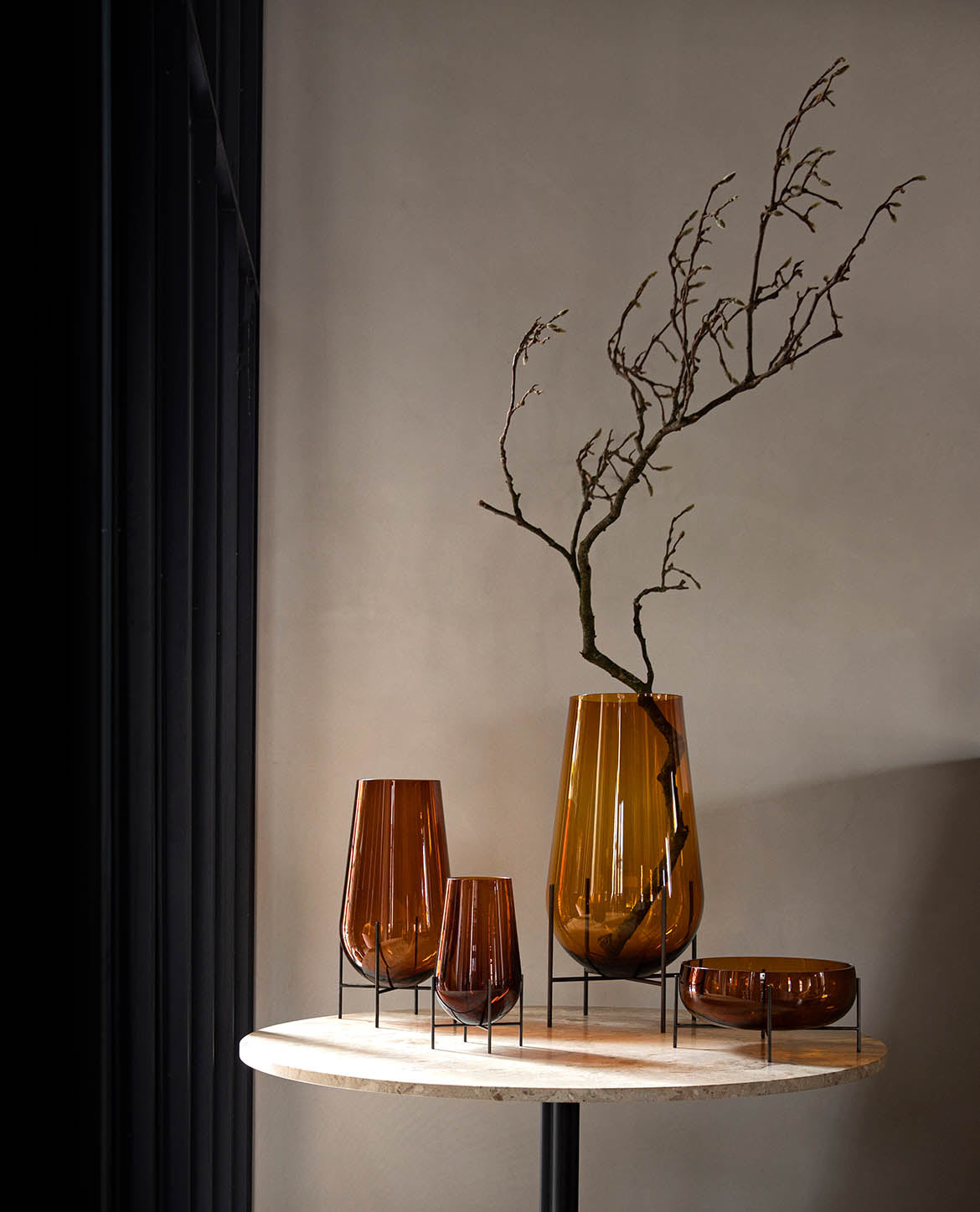 Audo Echasse Vase Bronze Brass Amber