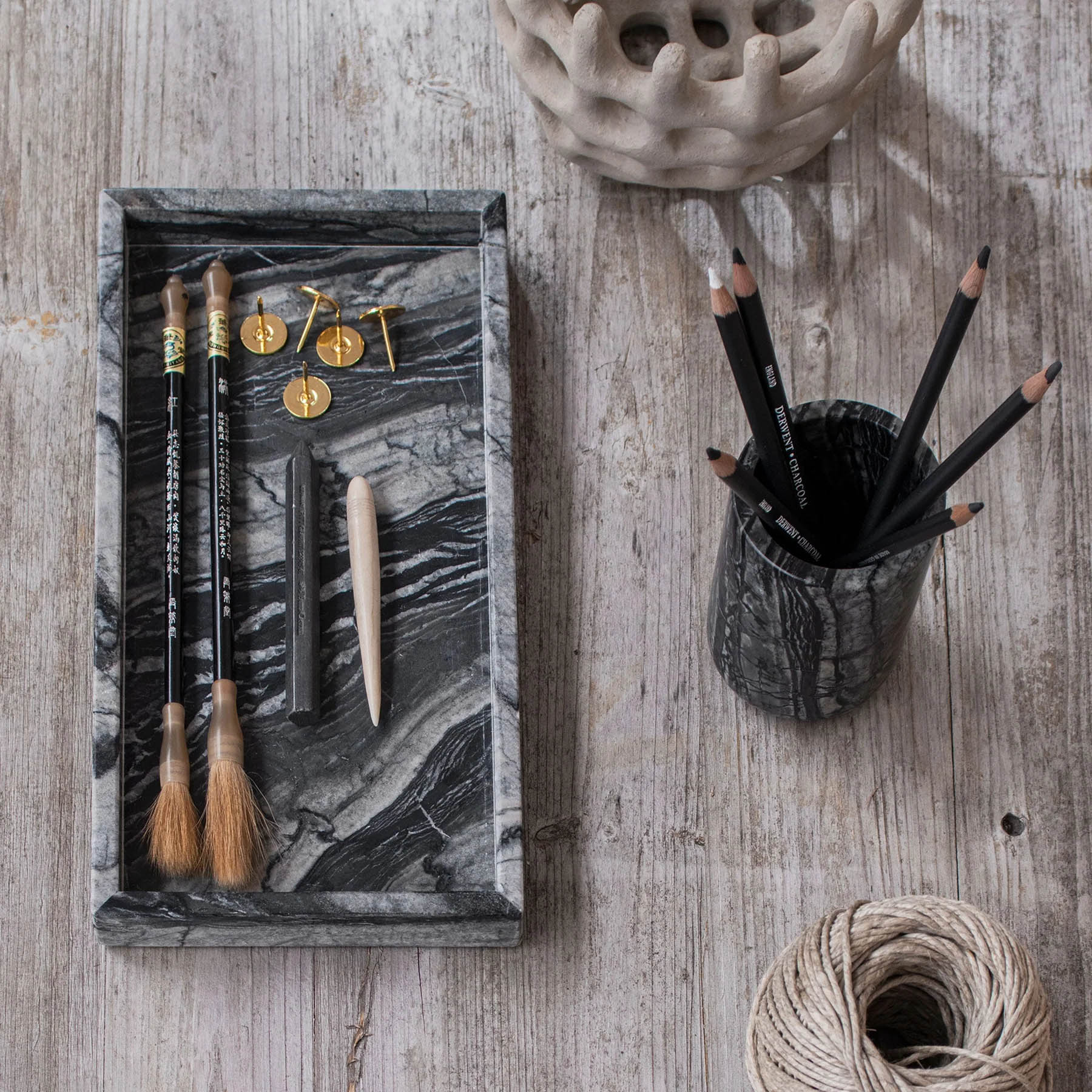 Mette Ditmer Marble Deco Tray Black Grey