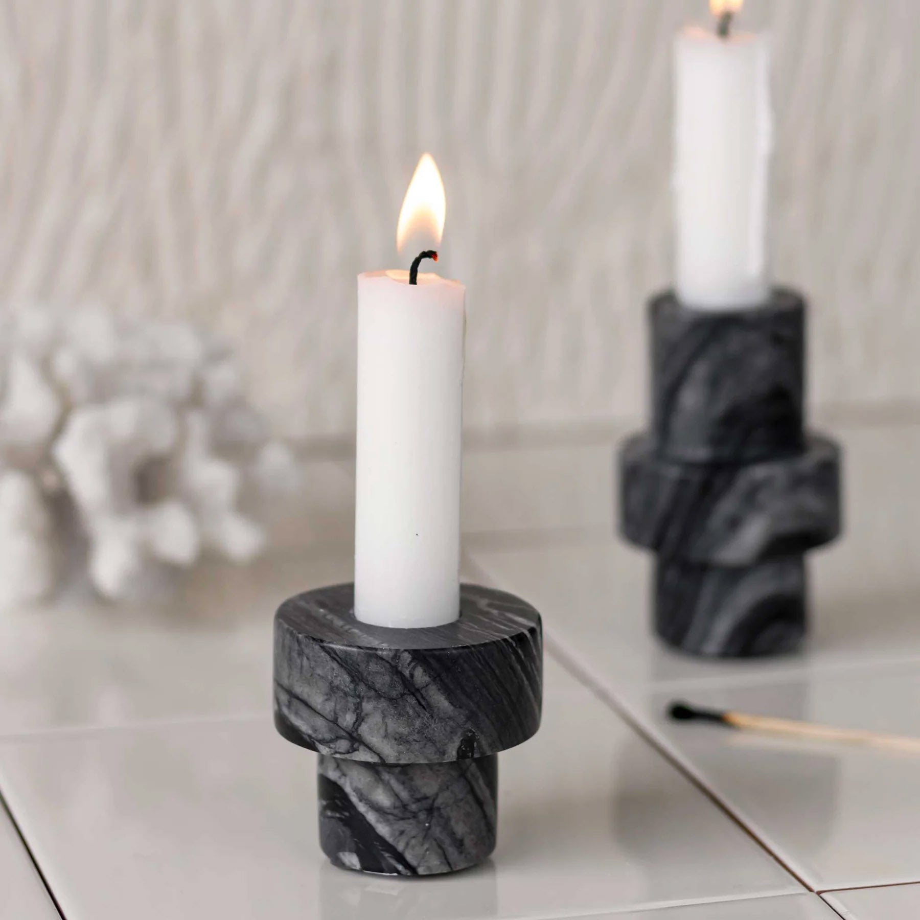 Mette Ditmer Marble Candleholder, Small - Grey
