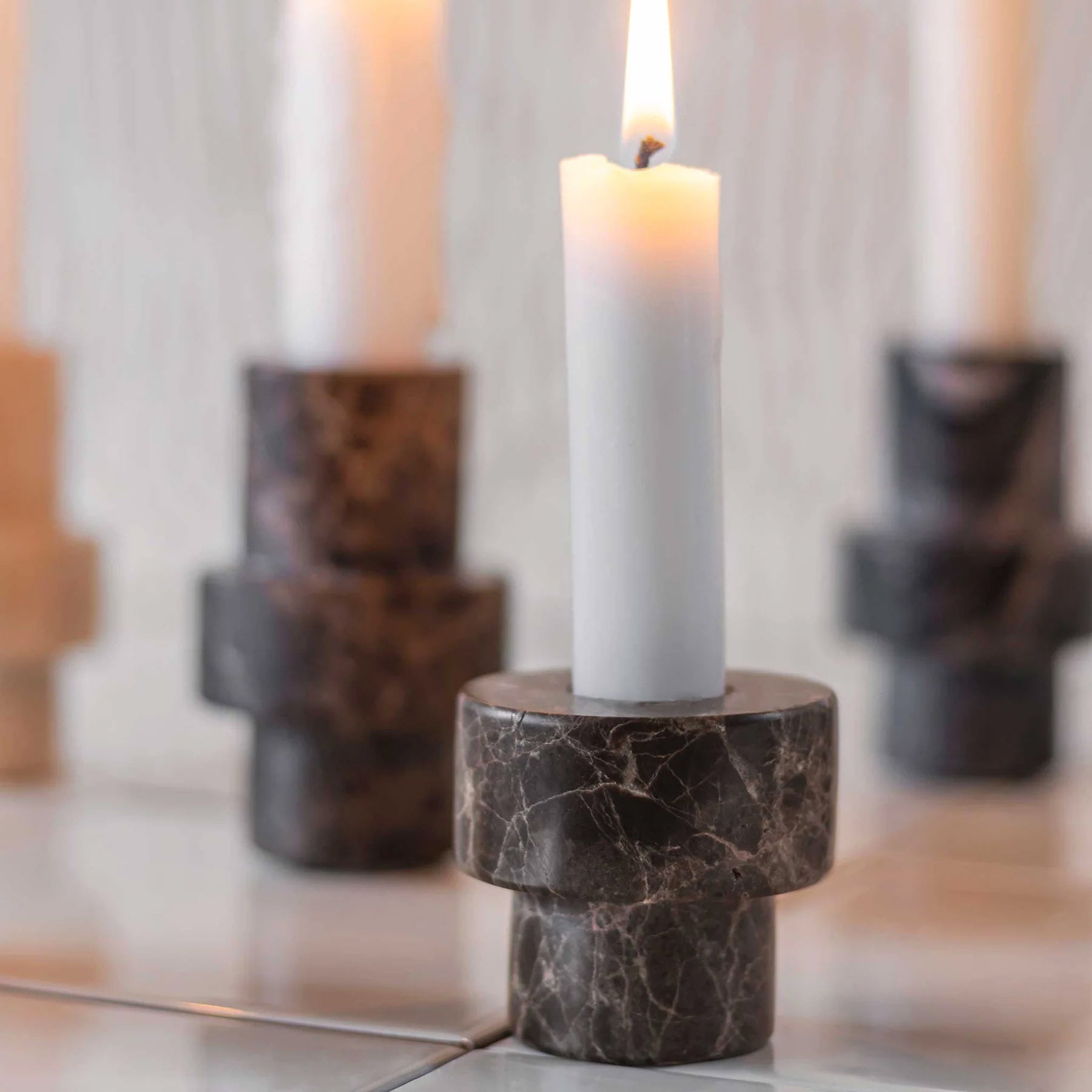 Mette Ditmer Marble Candleholder, Small - Brown