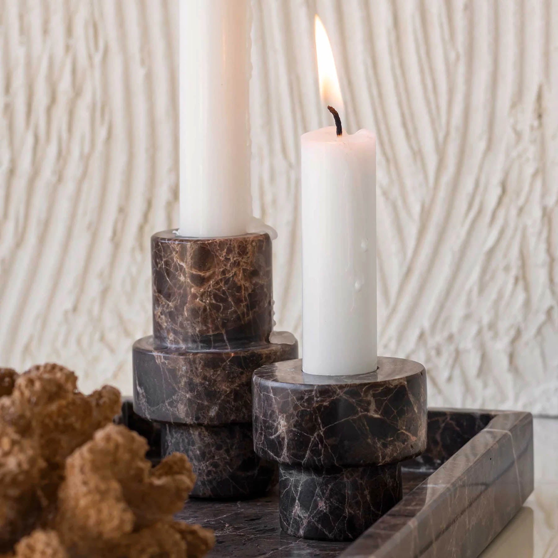 Mette Ditmer Marble Candleholder, Small - Brown