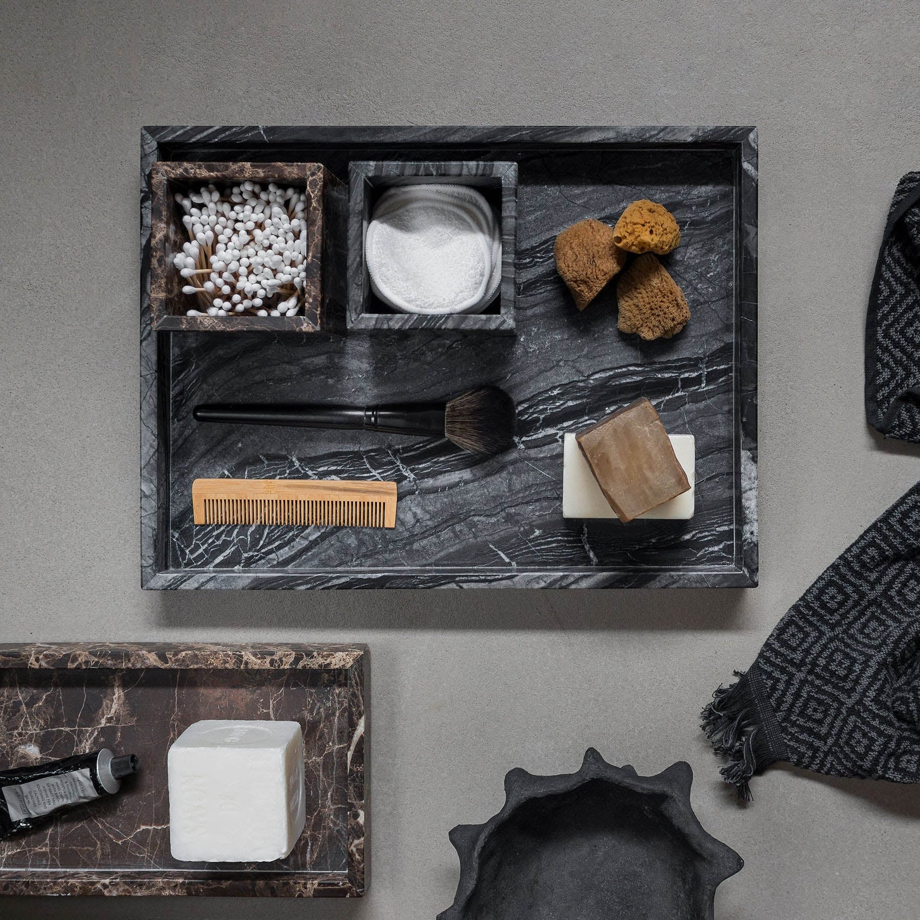 Mette Ditmer Marble Tray, Large - Black/Grey
