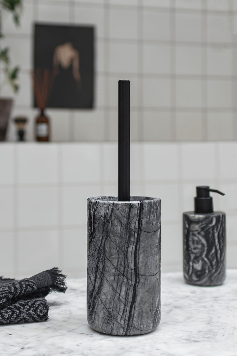Mette Ditmer Marble Toilet Brush Black Grey
