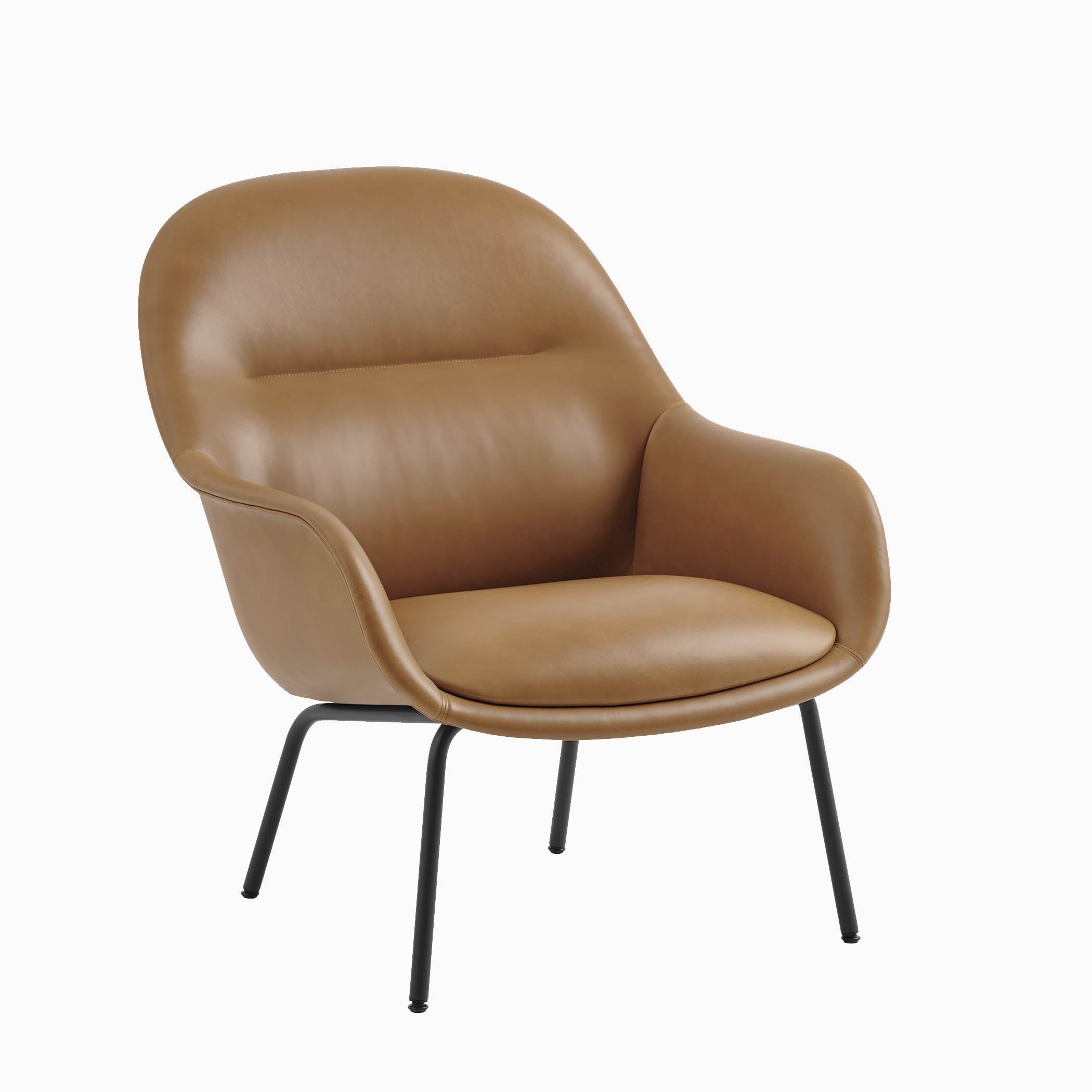 Muuto Fiber Lounge Armchair Tube Base Refine Leather